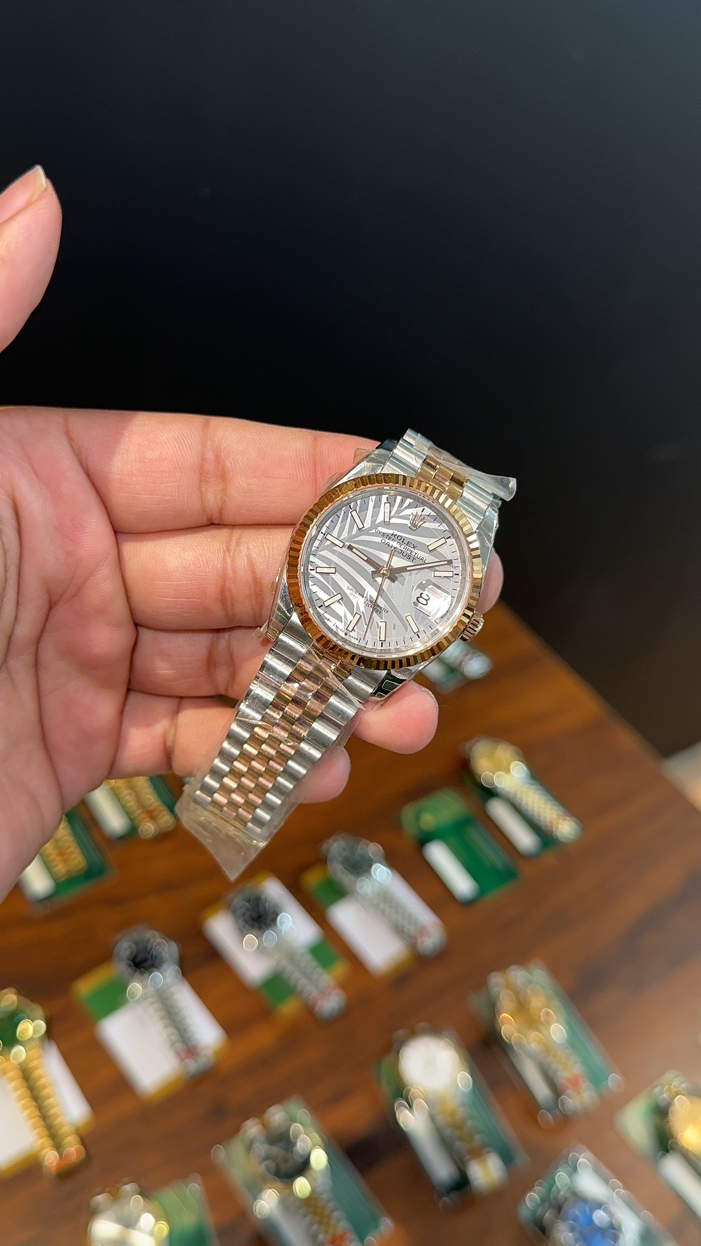 Premium Datejust | 40mm | Rose Two Tone Chain | Silver Tree Dial