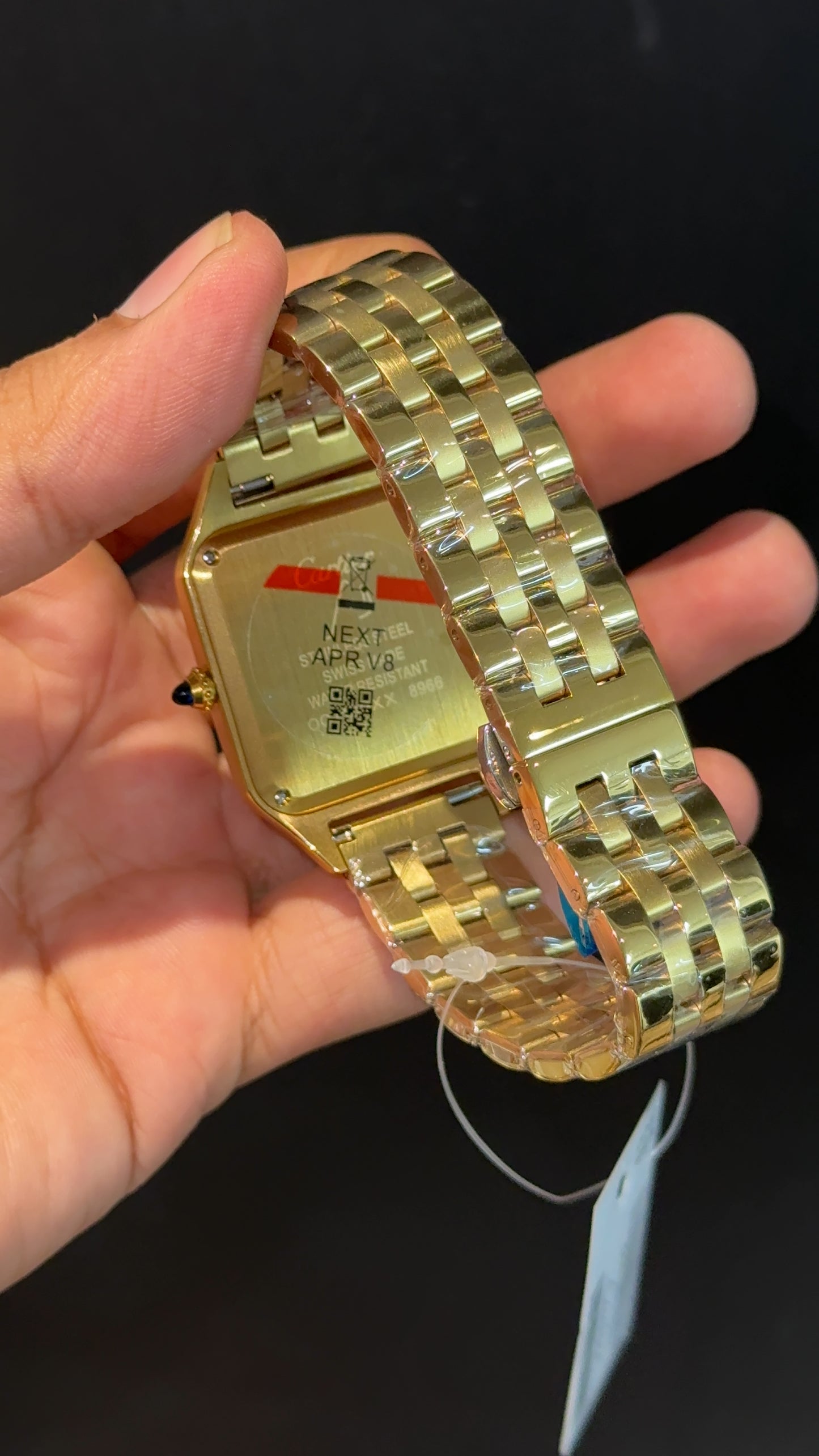 Santos De Cartier | Slim Edition | Gold Chain | White Dial