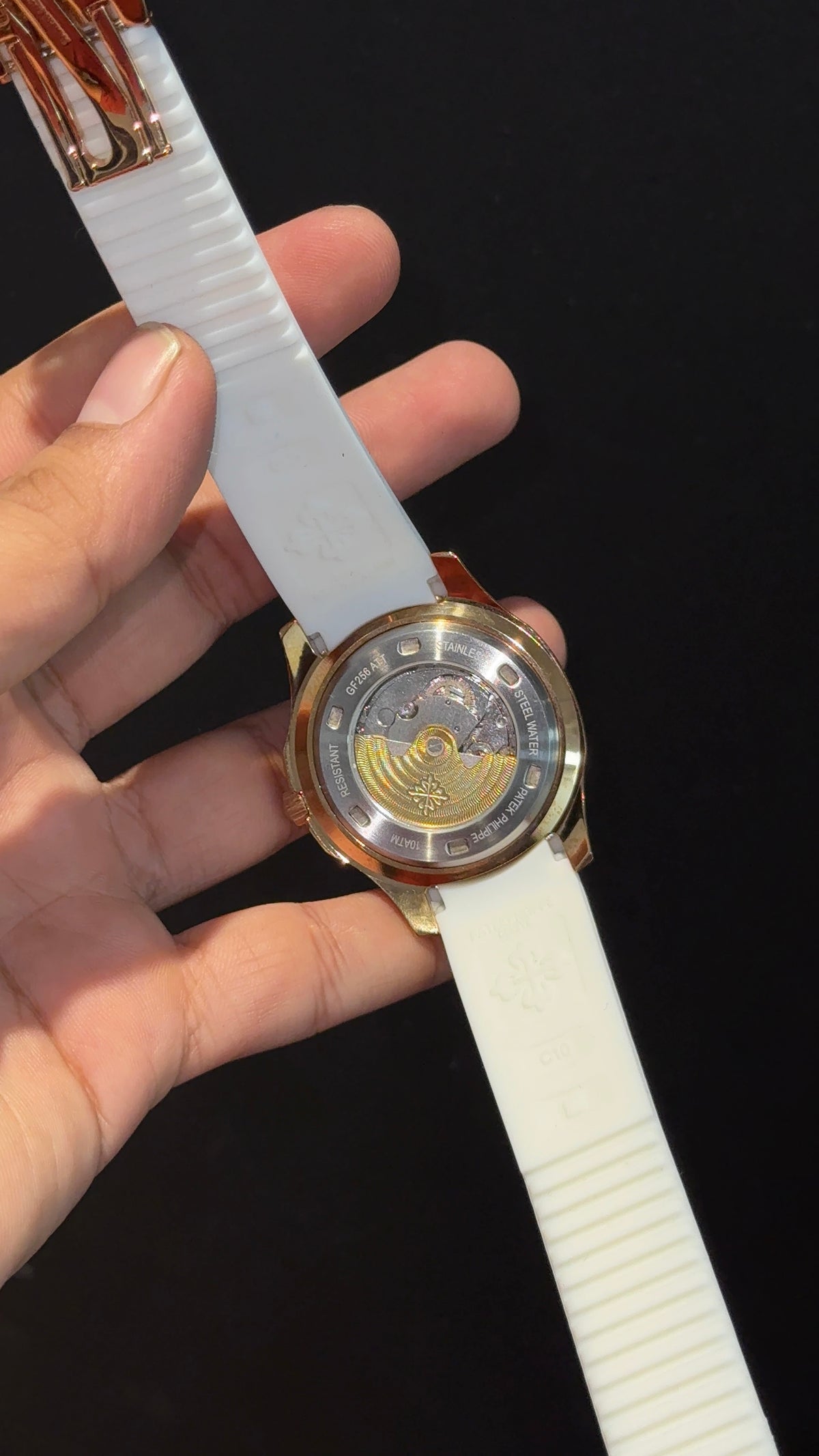 Pp Auto | Aquanaut | White Strap | Rose Silver Dial