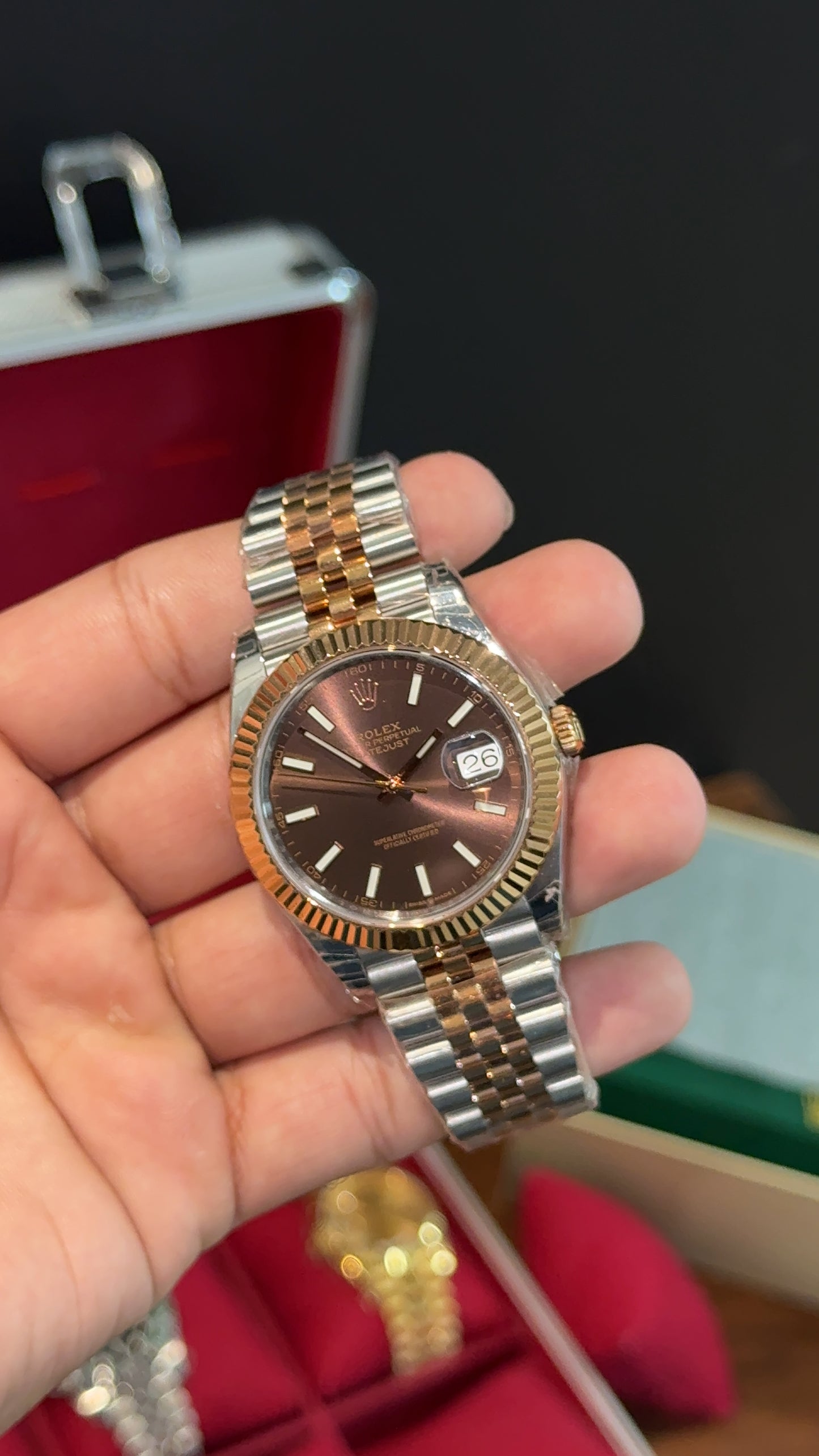Premium Datejust | Rose Two Tone Chain  | Choco Dial