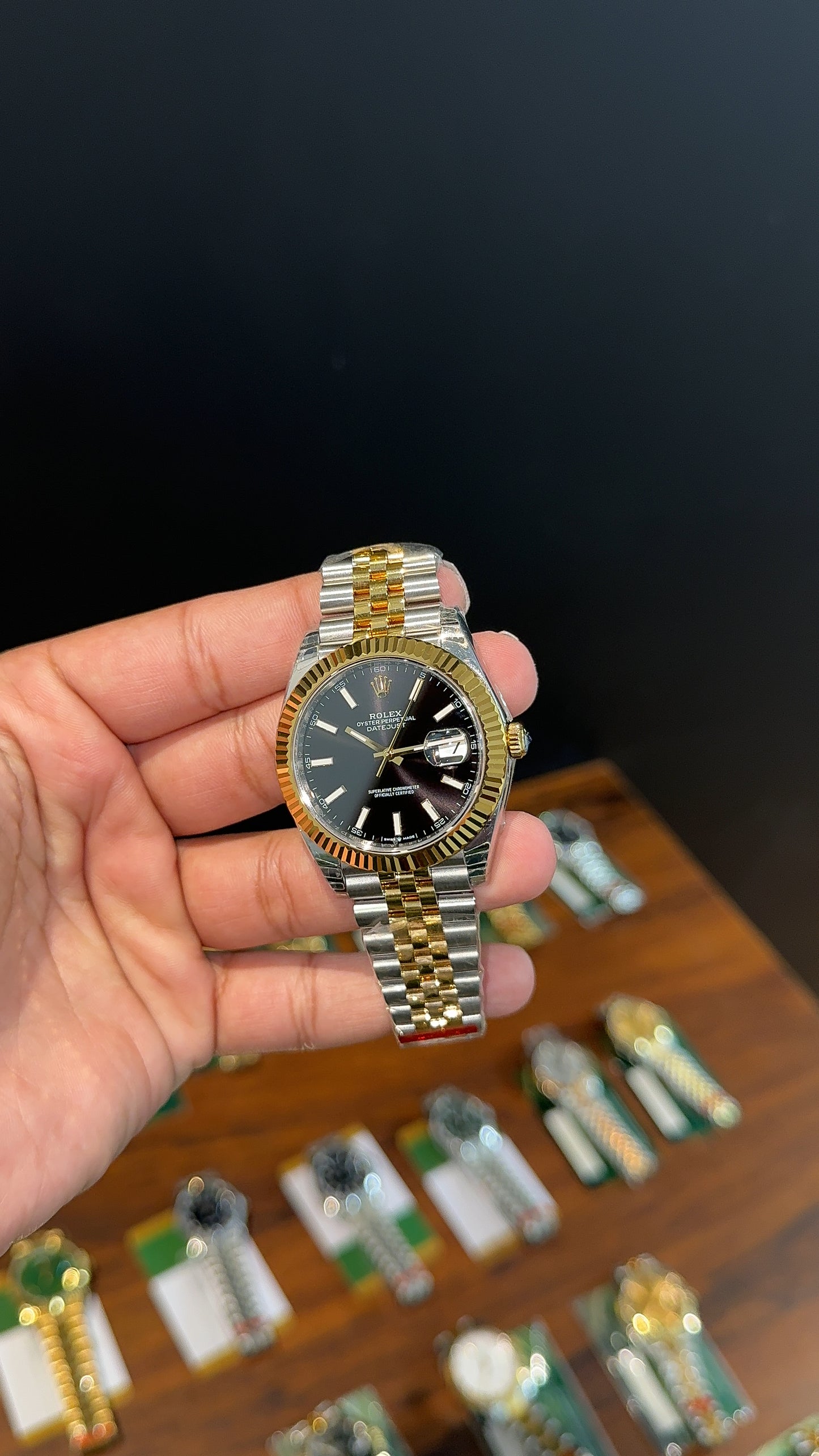 Premium Datejust | 40mm | Gold Two Tone Chain | Black Dial