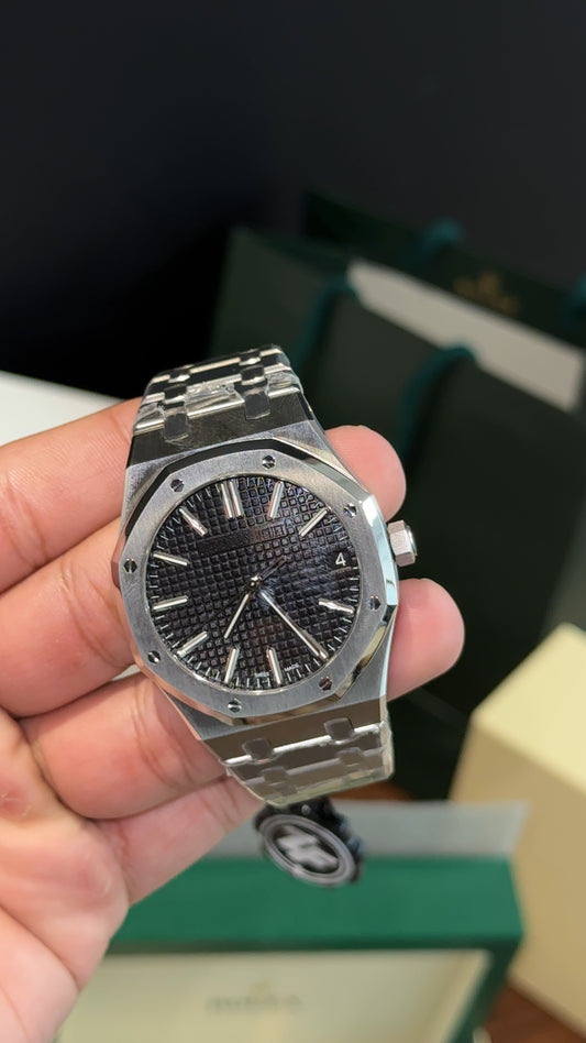 Premium AP | Auto | Silver Chain | Black Dial
