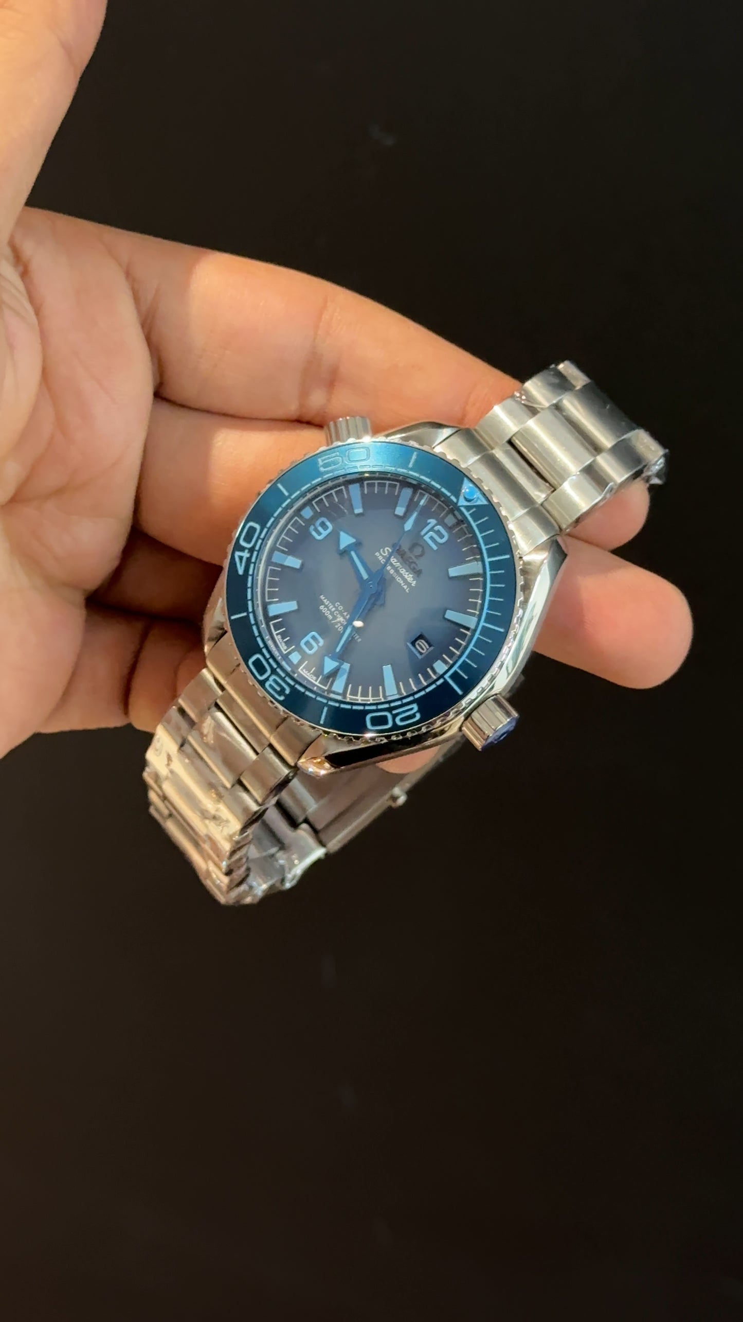 Omega Seamaster | Silver Chain | light Blue Bezel | Light Blueish Dial