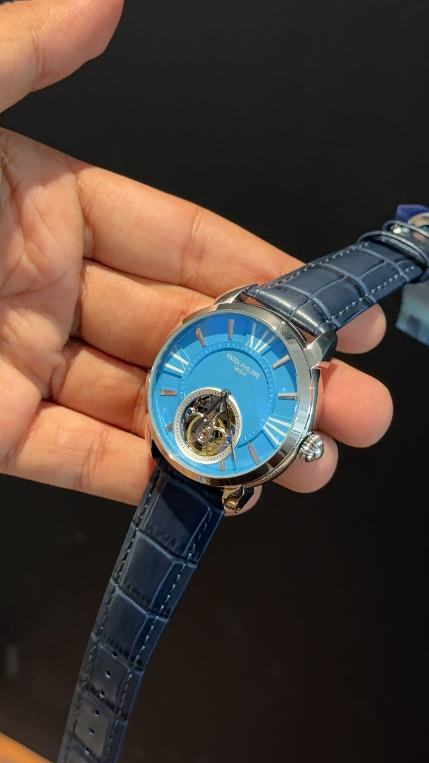 PP Auto | Silver | Pendulum | Blue Leather Strap | Tiffany Index Dial