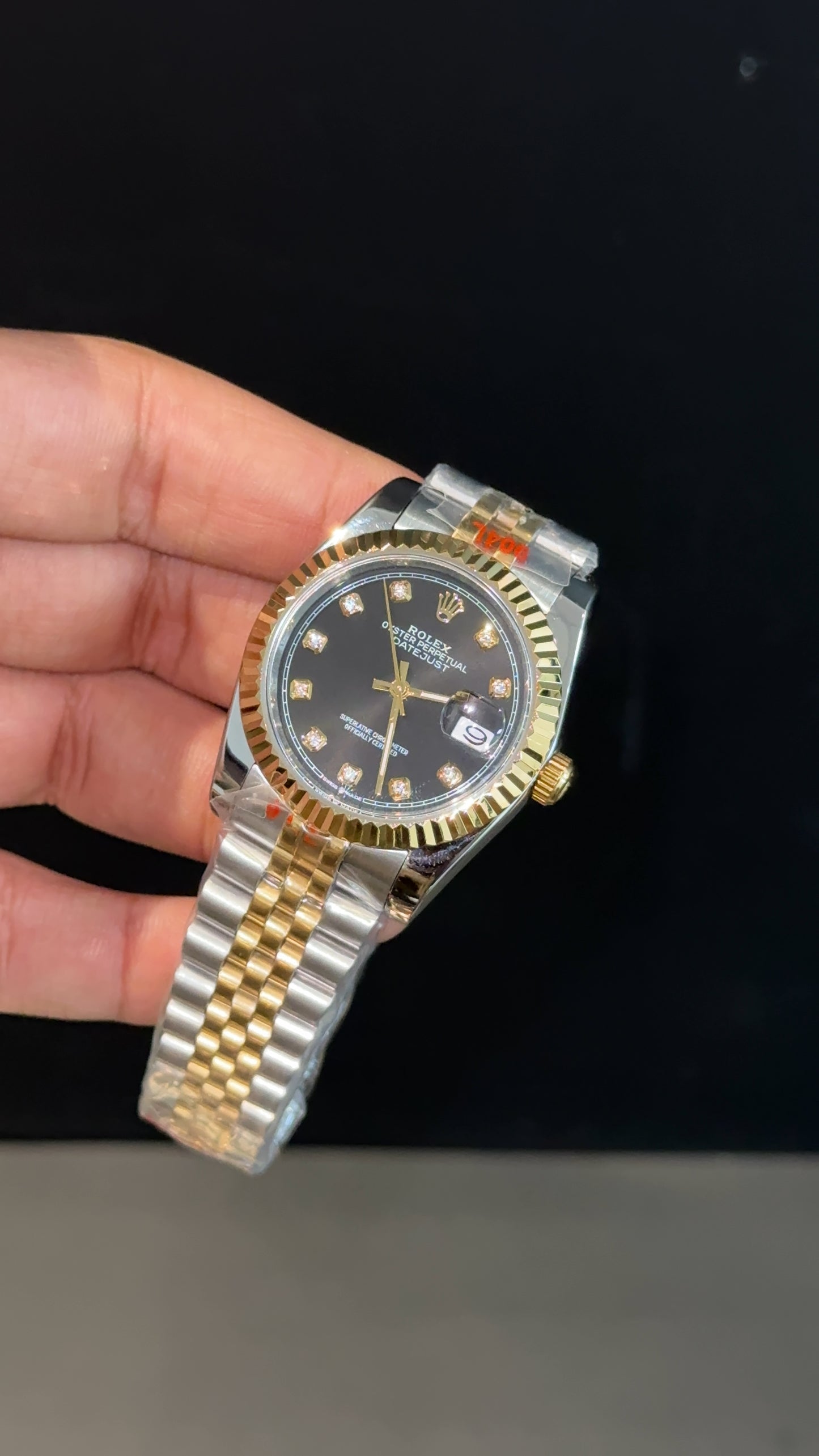DateJust | 36mm | Gold Two Tone | Black Diamond Dial
