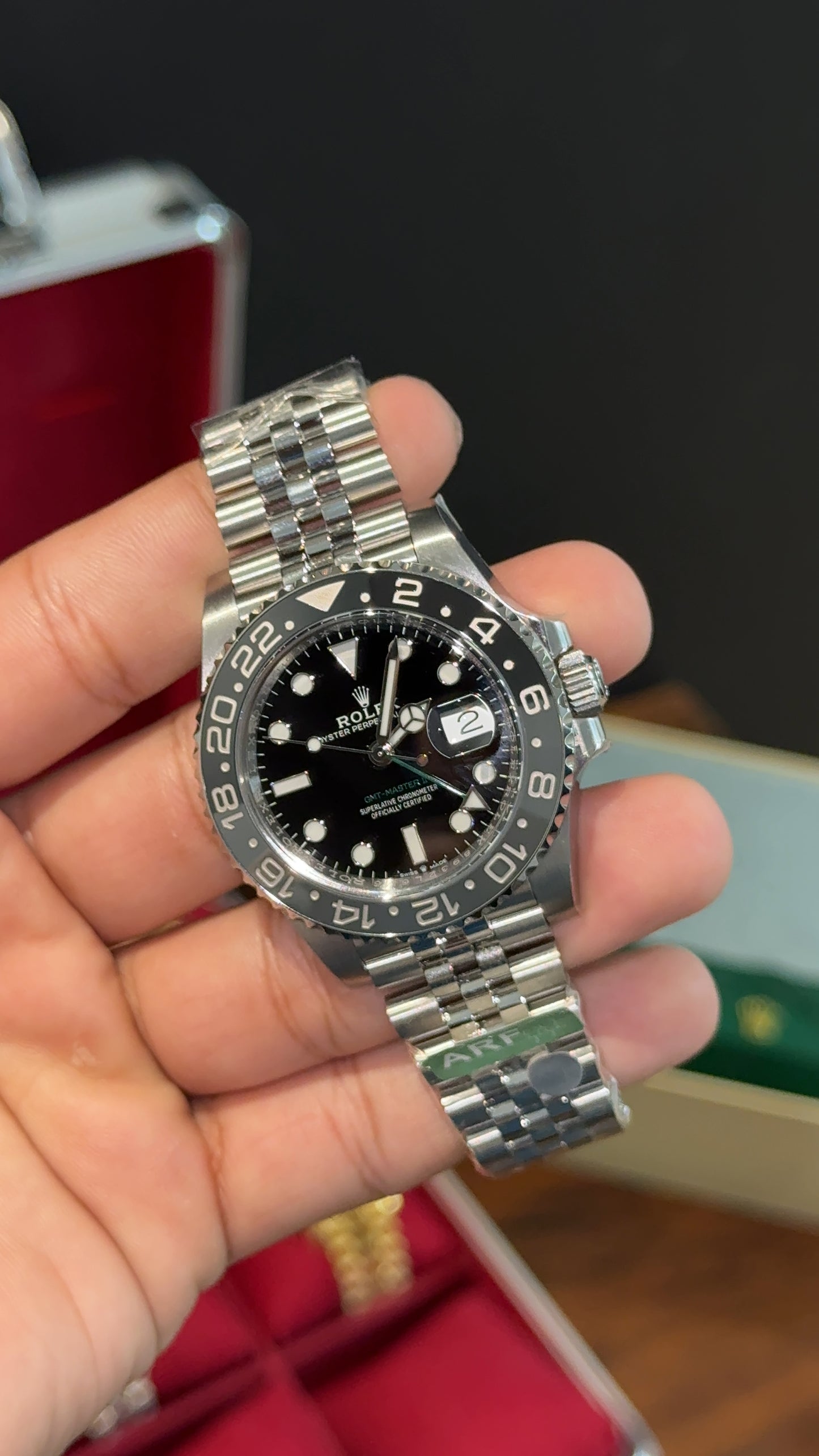 Premium GMT | Bruce Wayne | Silver Chain | Black Dial