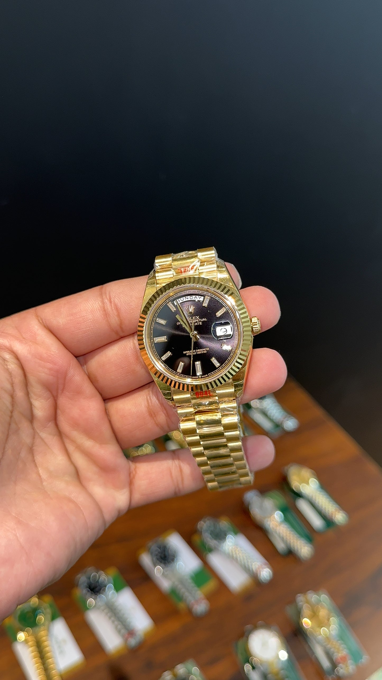 Premium Daydate | 40mm | Gold Chain | Black Dial