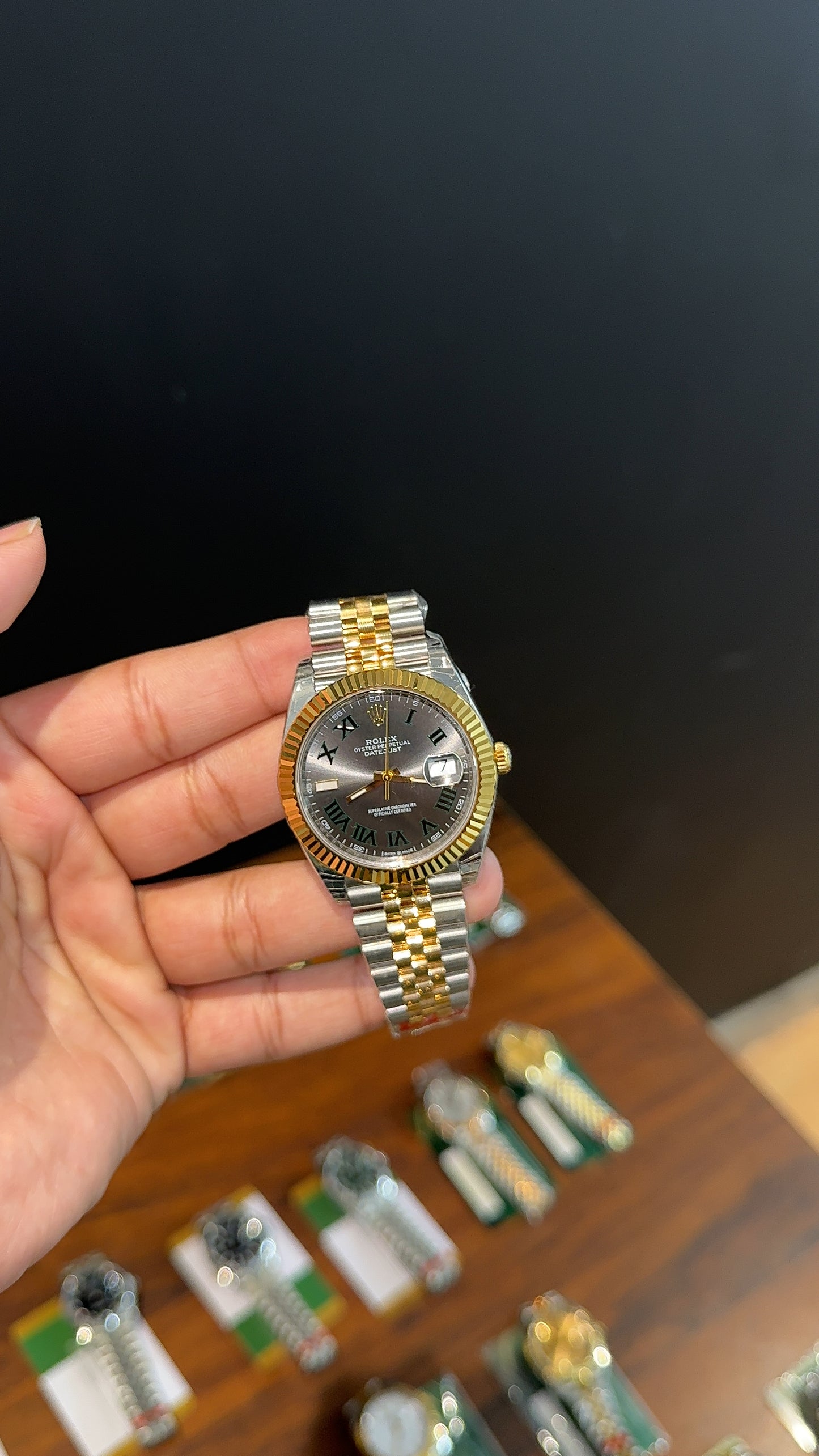 Premium Datejust | 40mm | Gold Two Tone Chain | Wimbledon Dial