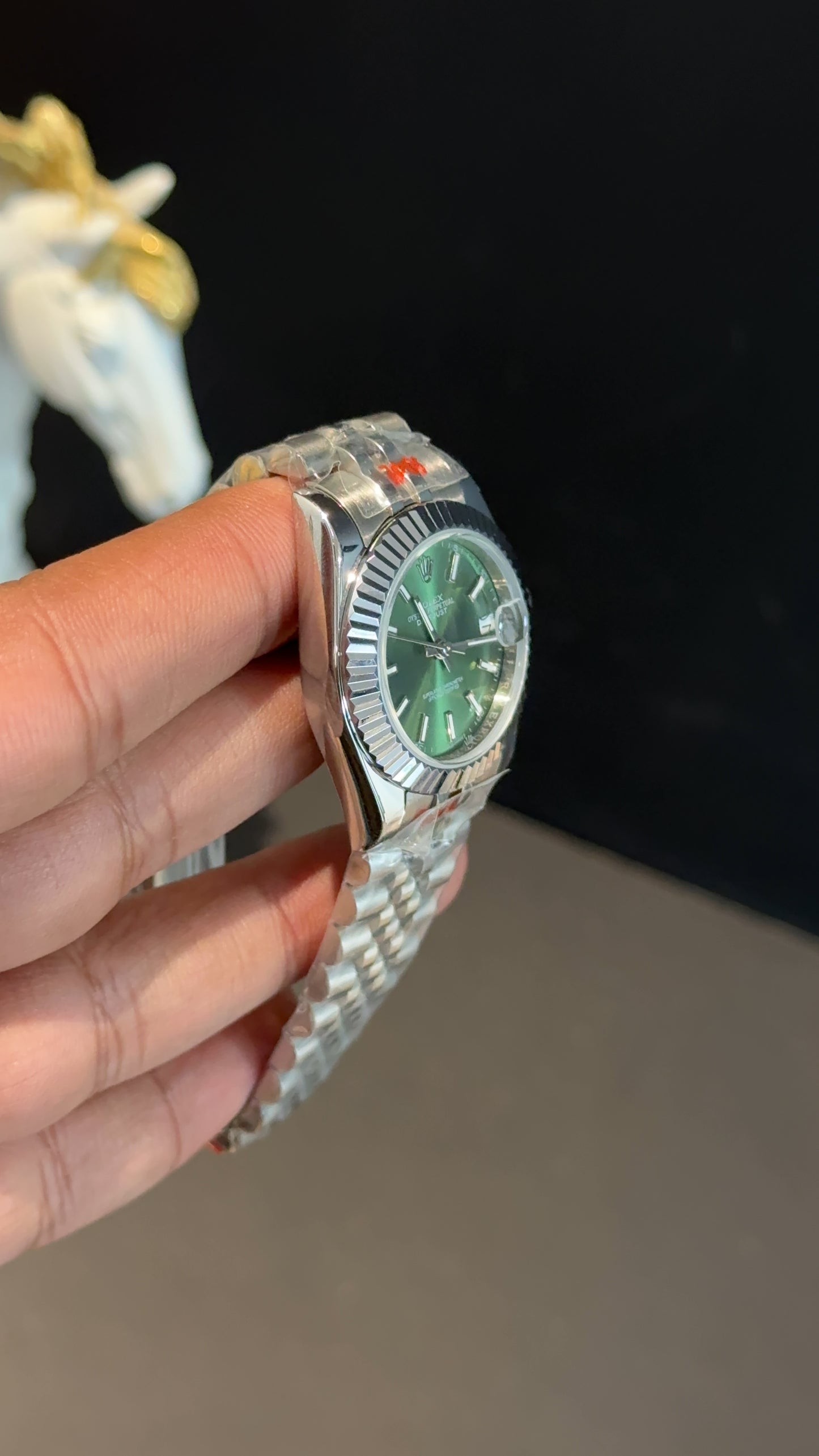 Datejust 27mm | Silver Jubilee Chain | Green Dial