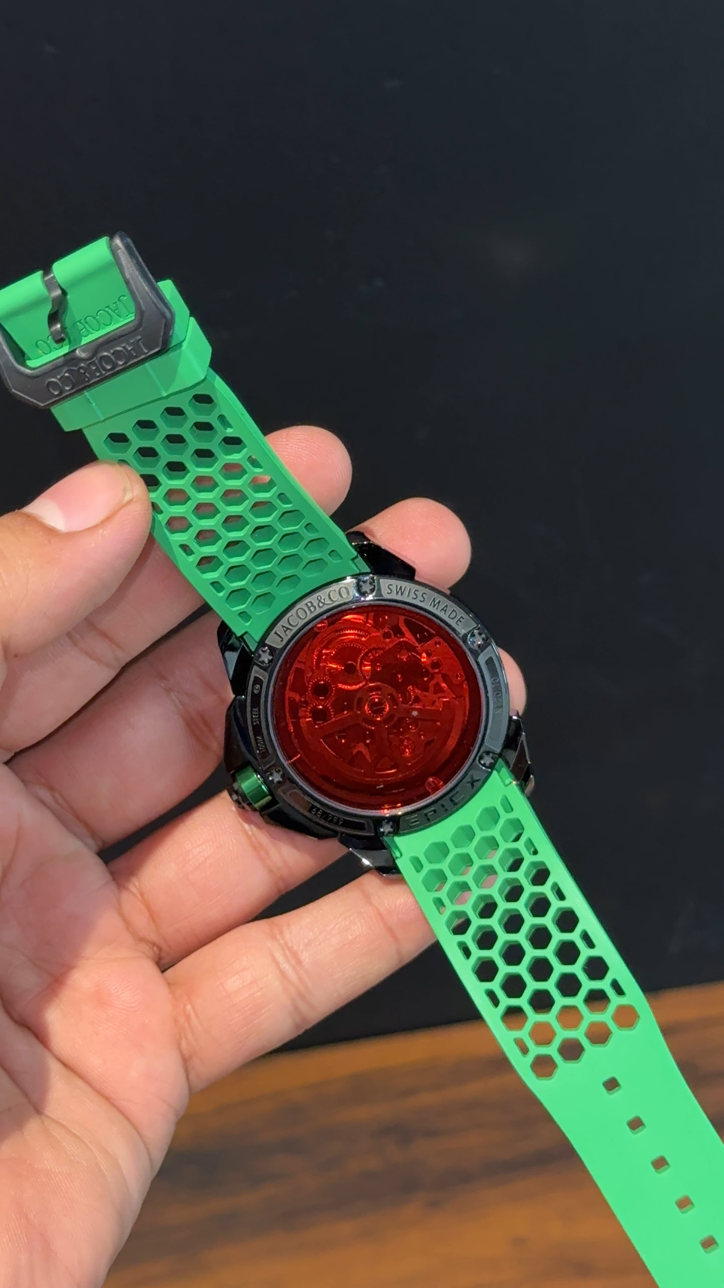 Jacob And Co | Black Case | CR7 Edition | Green Strap | Pendulum | Green Machine Dial