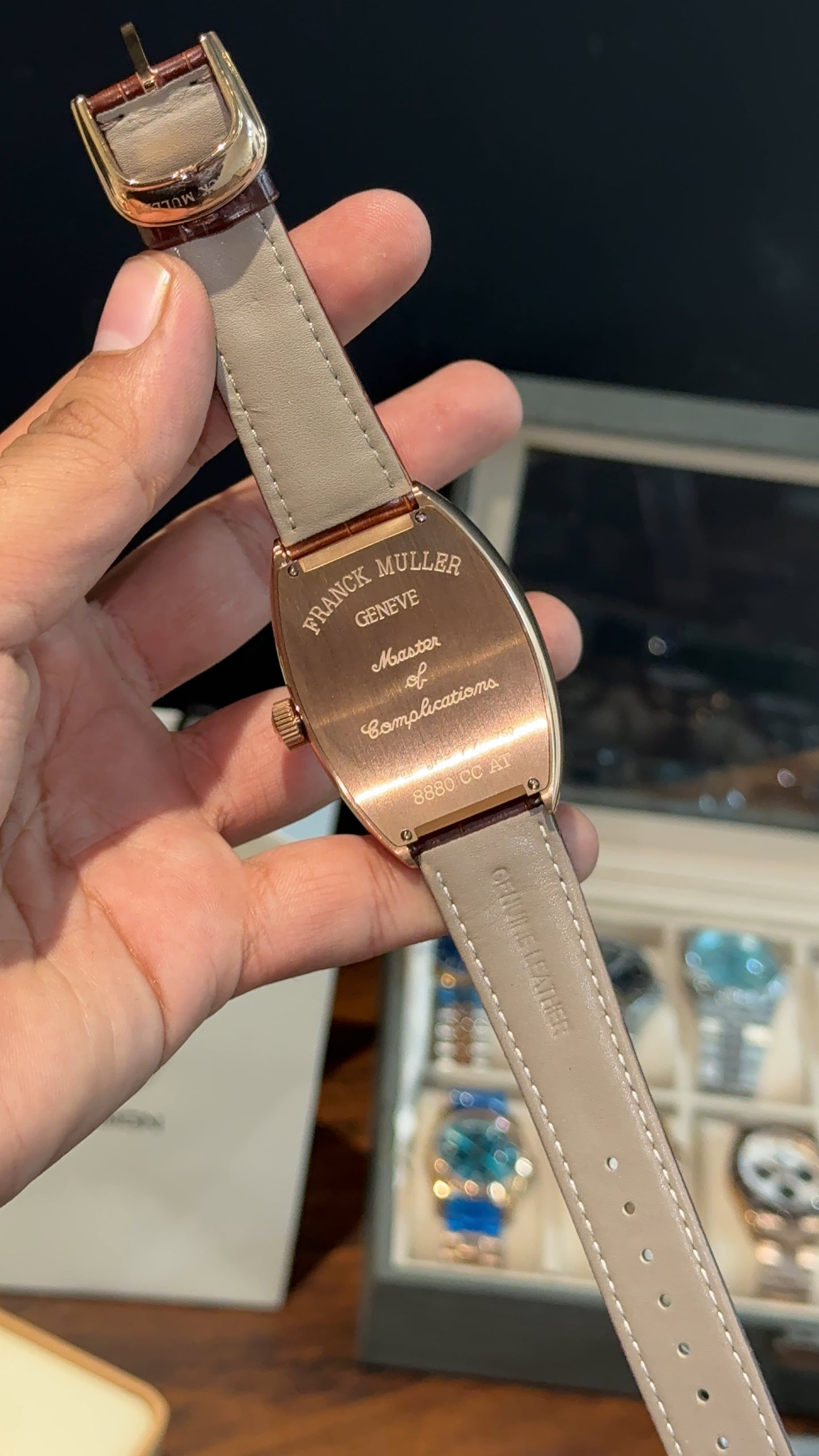 Premium Franck Muller | Mother Of Pearl | Brown Leather Strap | Rose Pearl Dial