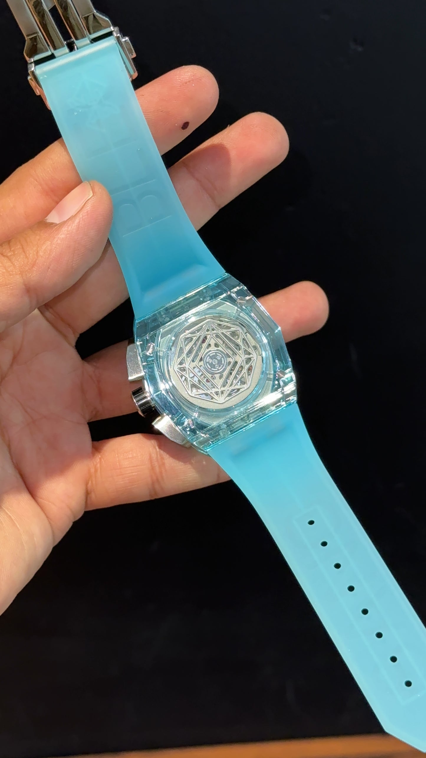 Premium Hublot | Maikou Bode Edition | Skeleton | Sky blue Strap | Sky Blue Dial