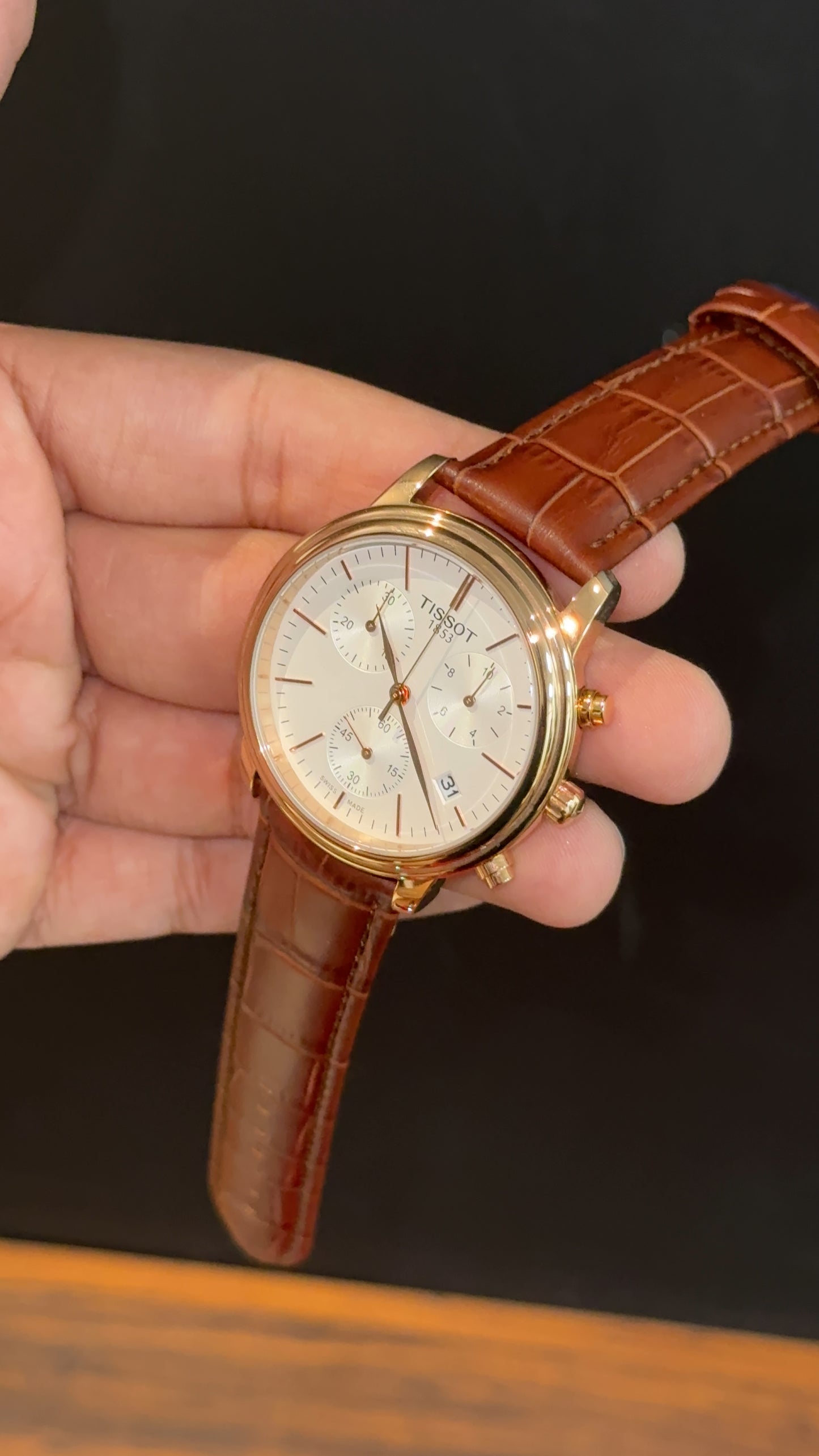 Tissot Rose | Chrono | Brown Leather Strap | White Dial