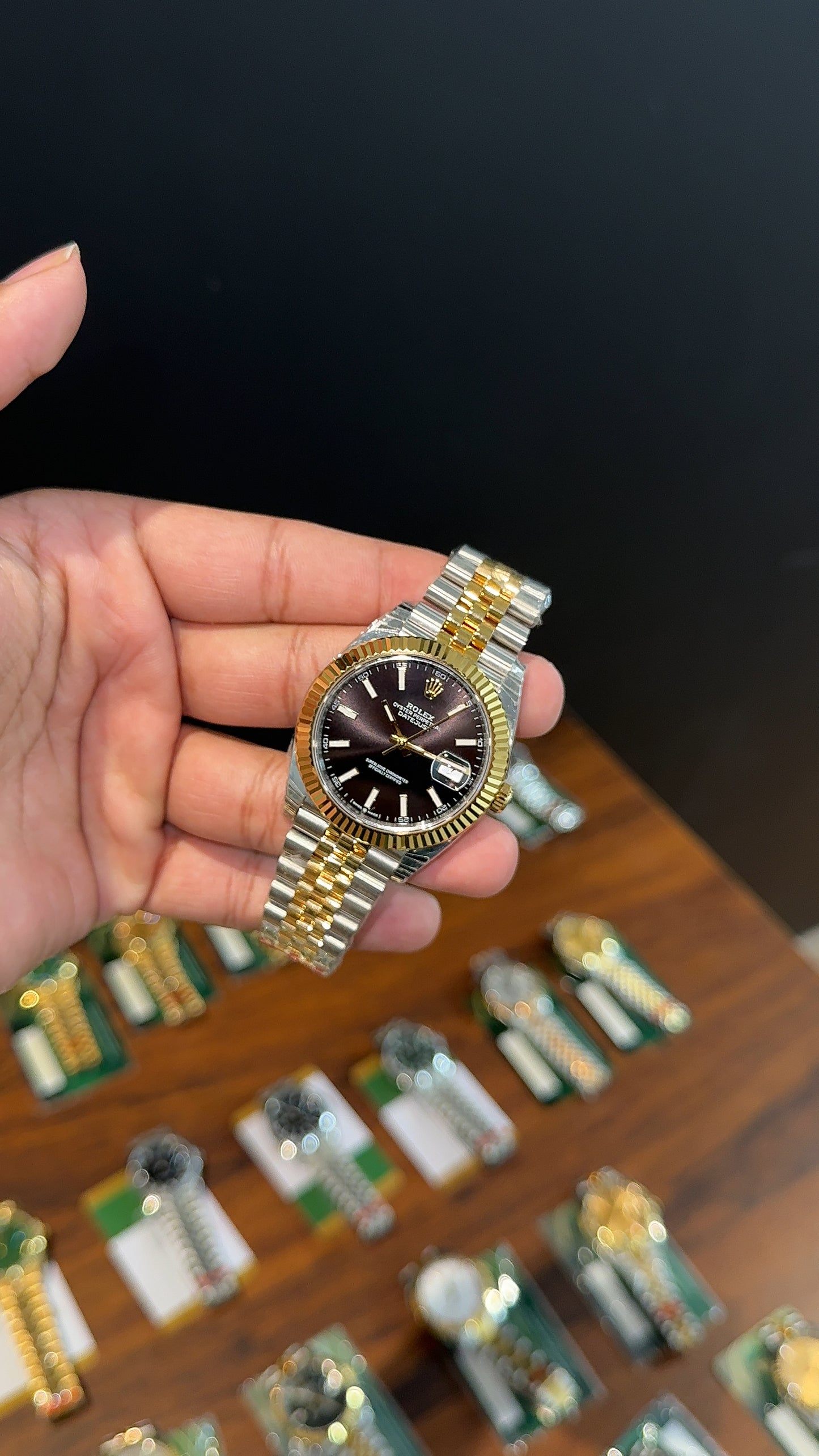 Premium Datejust | 40mm | Gold Two Tone Chain | Black Dial