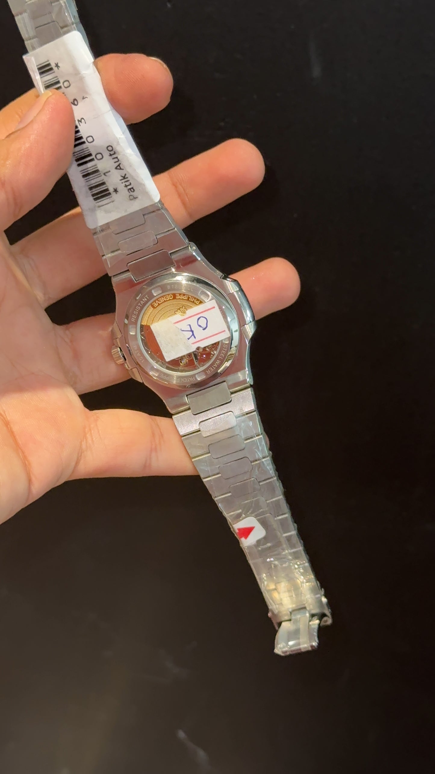 PP Auto | Blue Diamond Bezel | Silver Chain | White Dial
