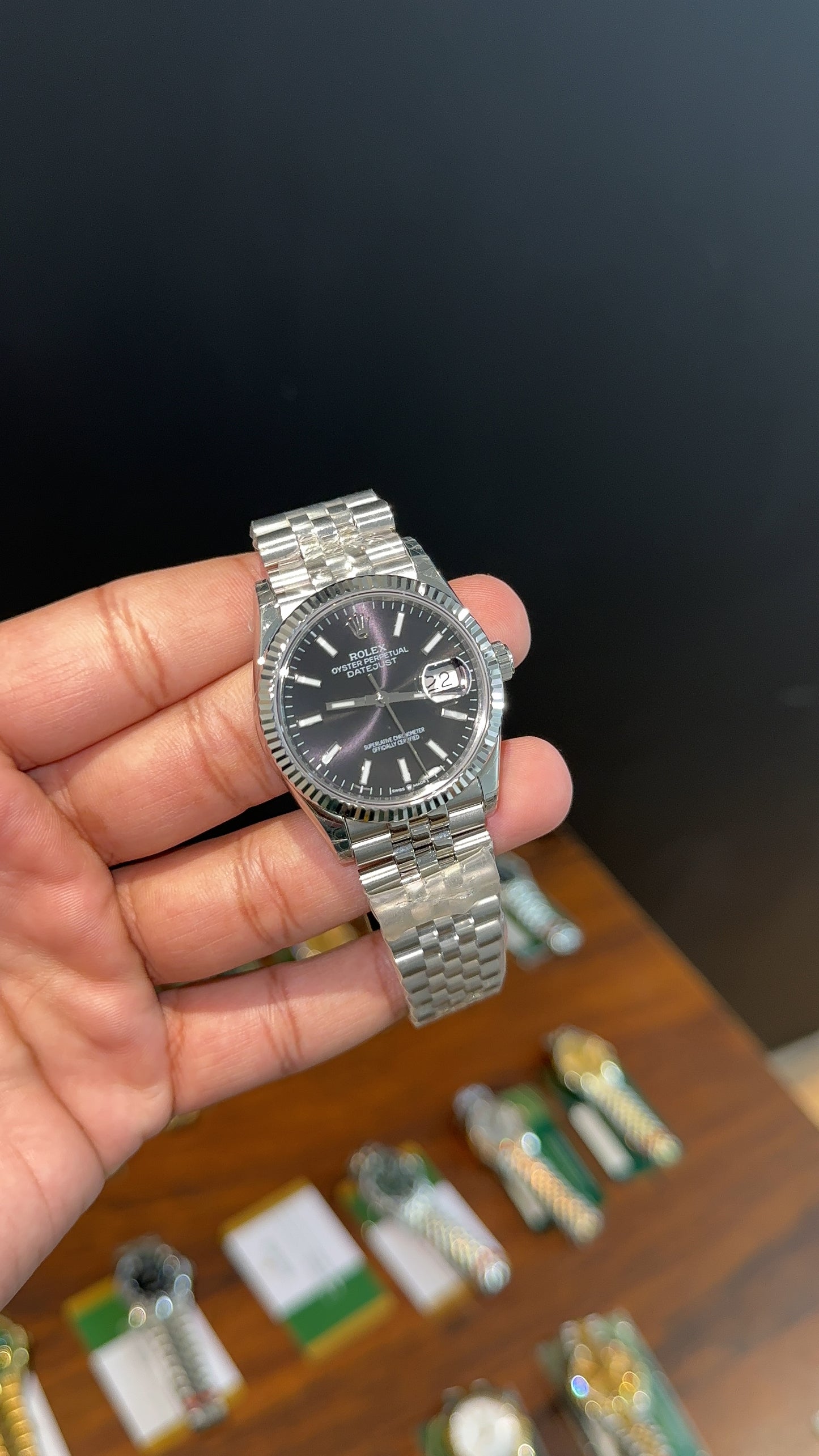 Premium Datejust | 36mm | Silver Chain | Black Dial