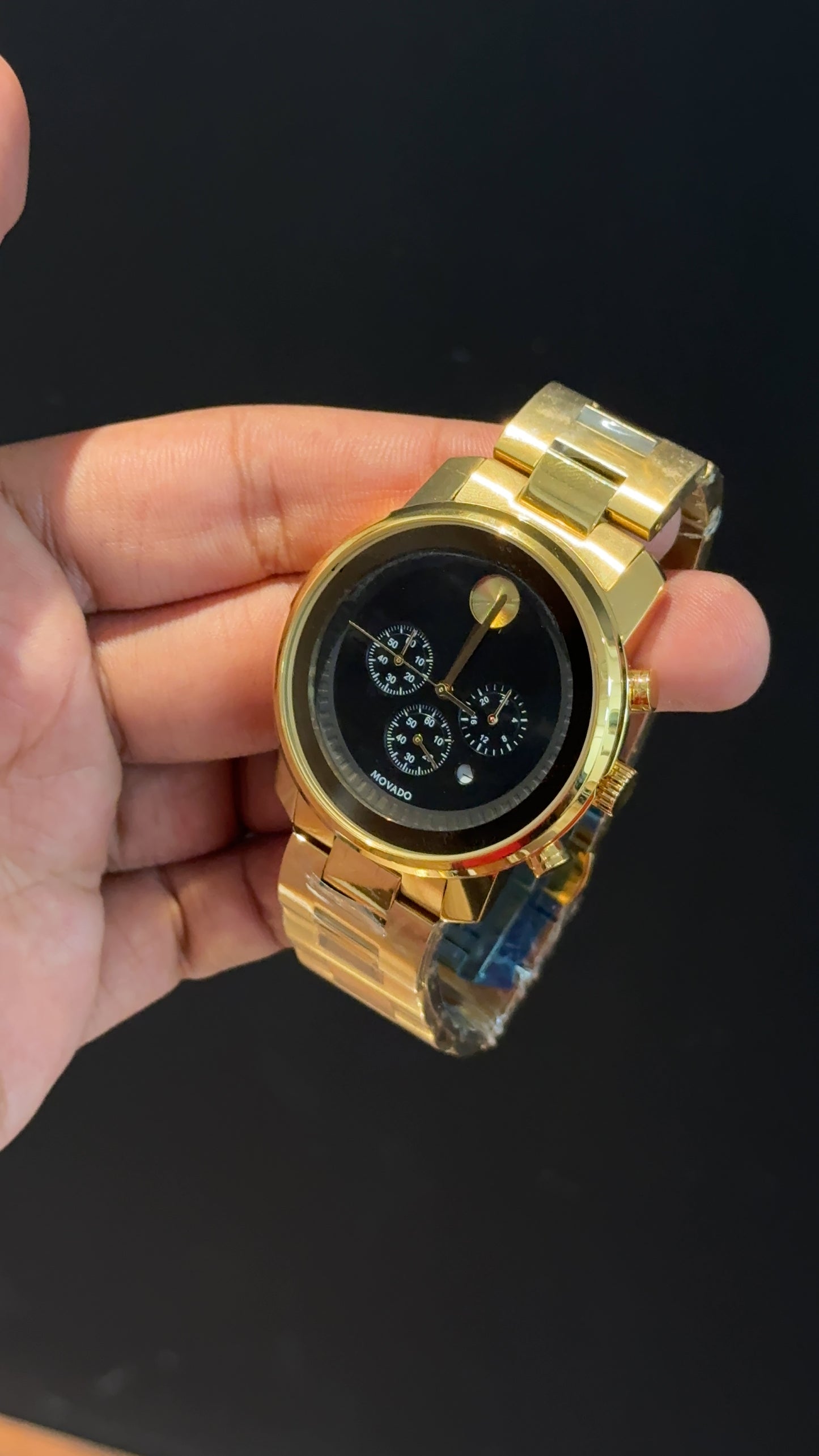 Movado | Gold Chain | Chrono | Black Dial
