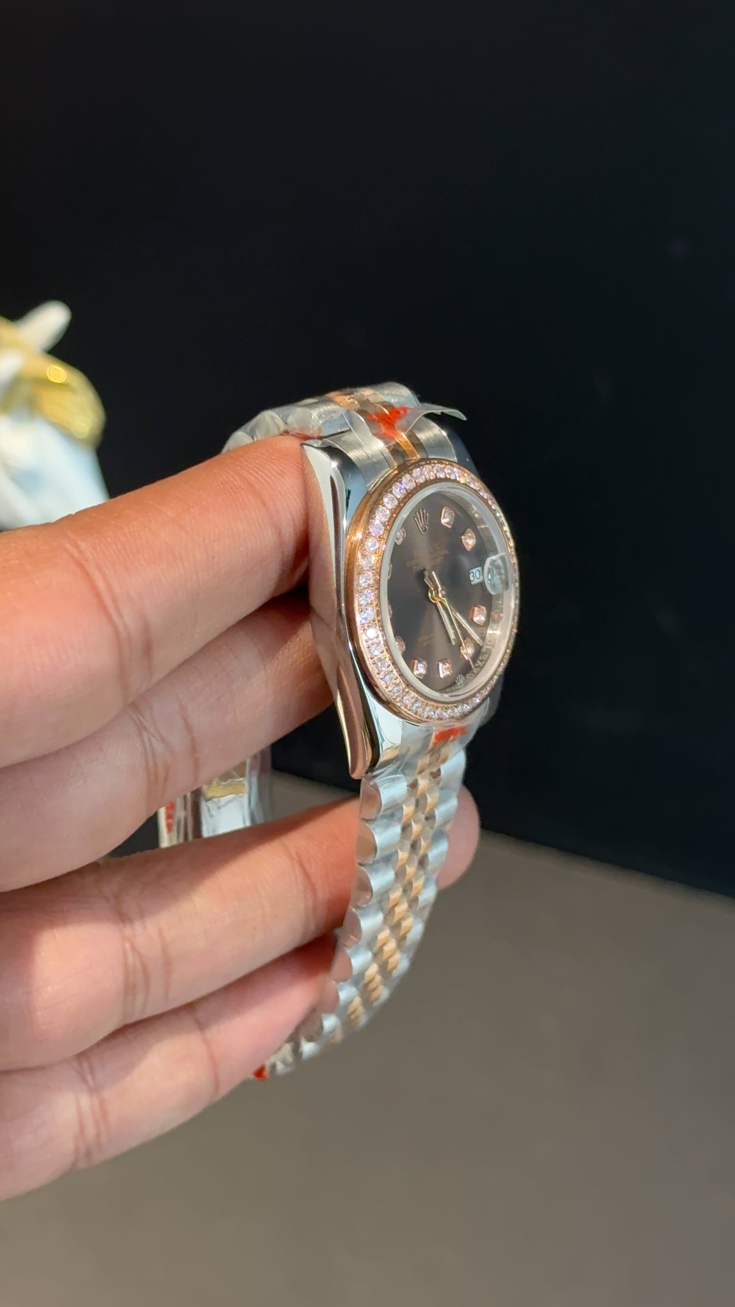 Datejust 27mm | Rose Two Tone Jubilee| Diamond Case | Diamond Choco Dial