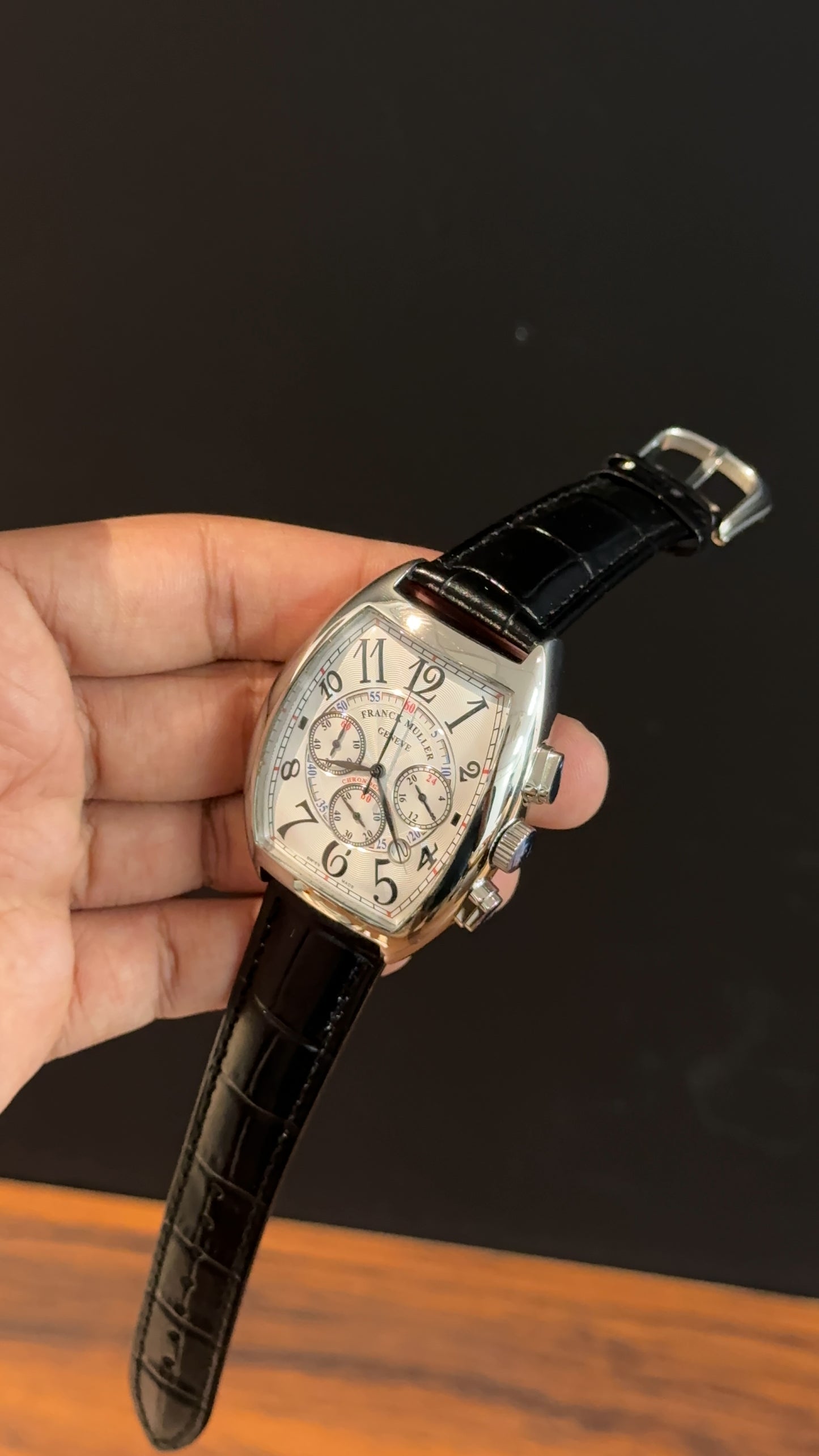 Franck muller | Black Leather Strap | White Chrono Dial