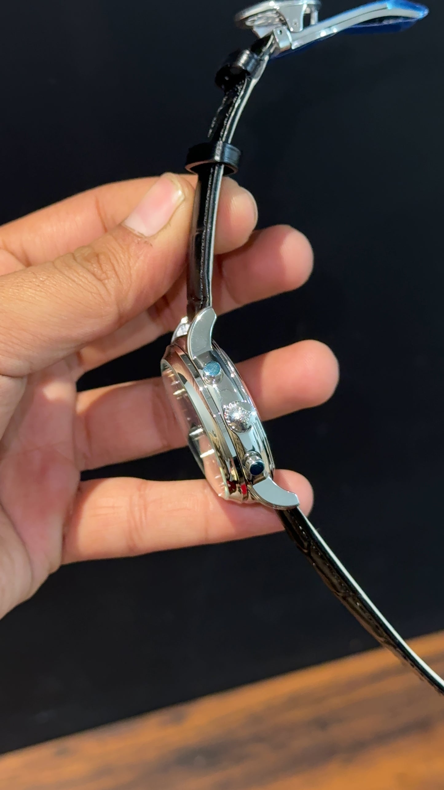 Patek Century | Auto | Silver Case | Blue Dial | Black Leather Strap