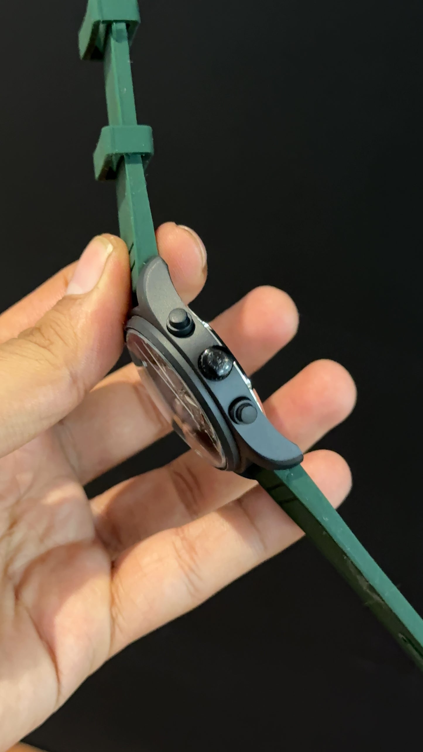 IWC | Green Rubber Strap | Black Case | Chrono | Greenish Dial