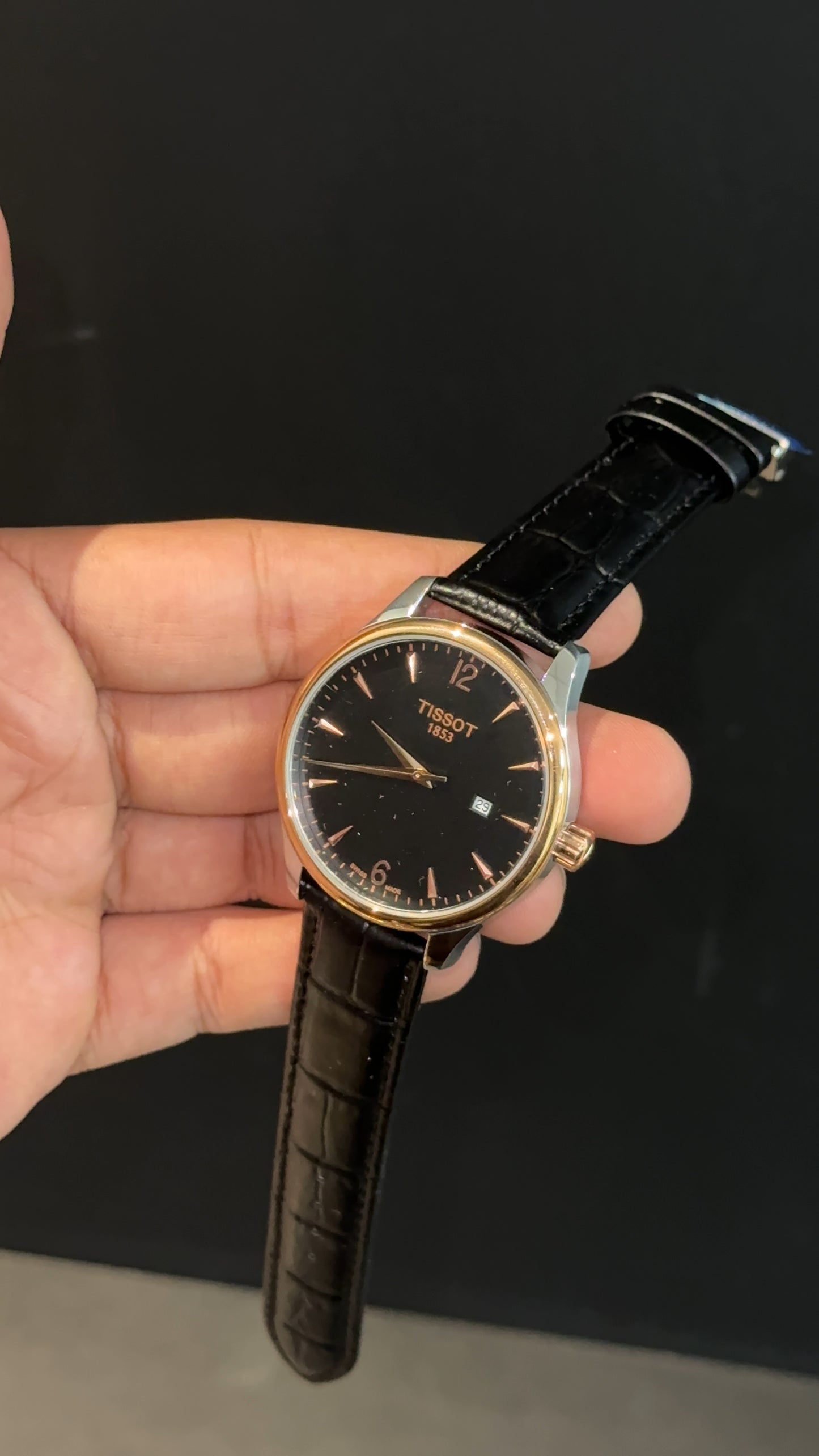 Tissot Rose | Black Leather Strap | Black Rose Black Dial