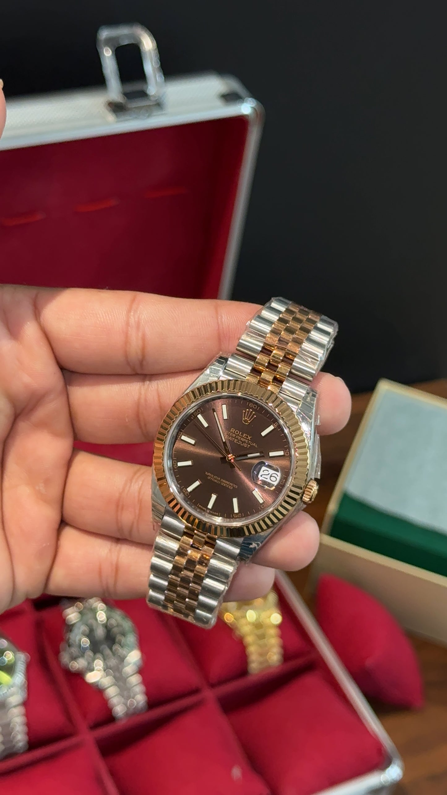 Premium Datejust | Rose Two Tone Chain  | Choco Dial