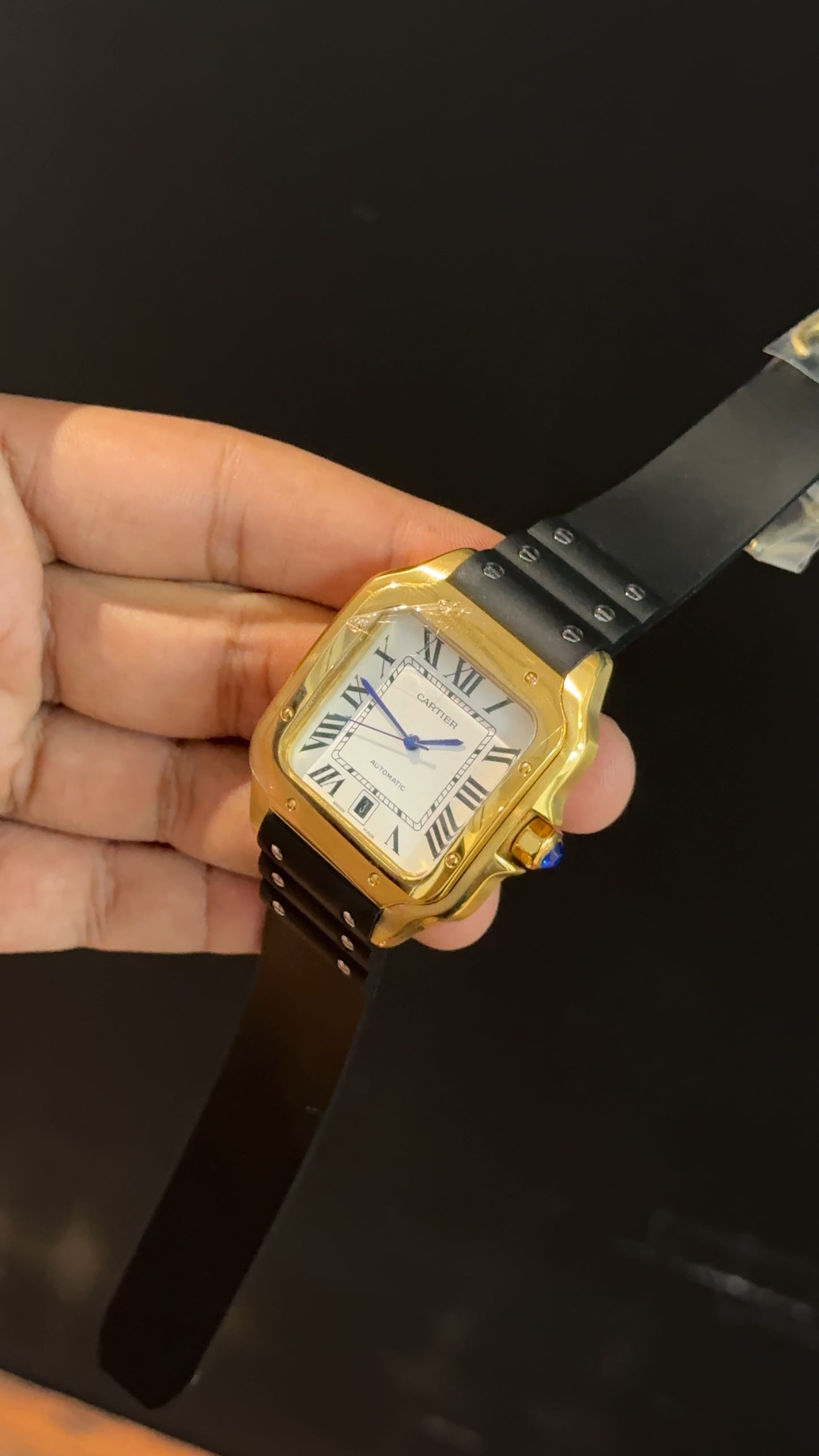 Cartier | Gold Case | Black Silicon Strap | White Dial