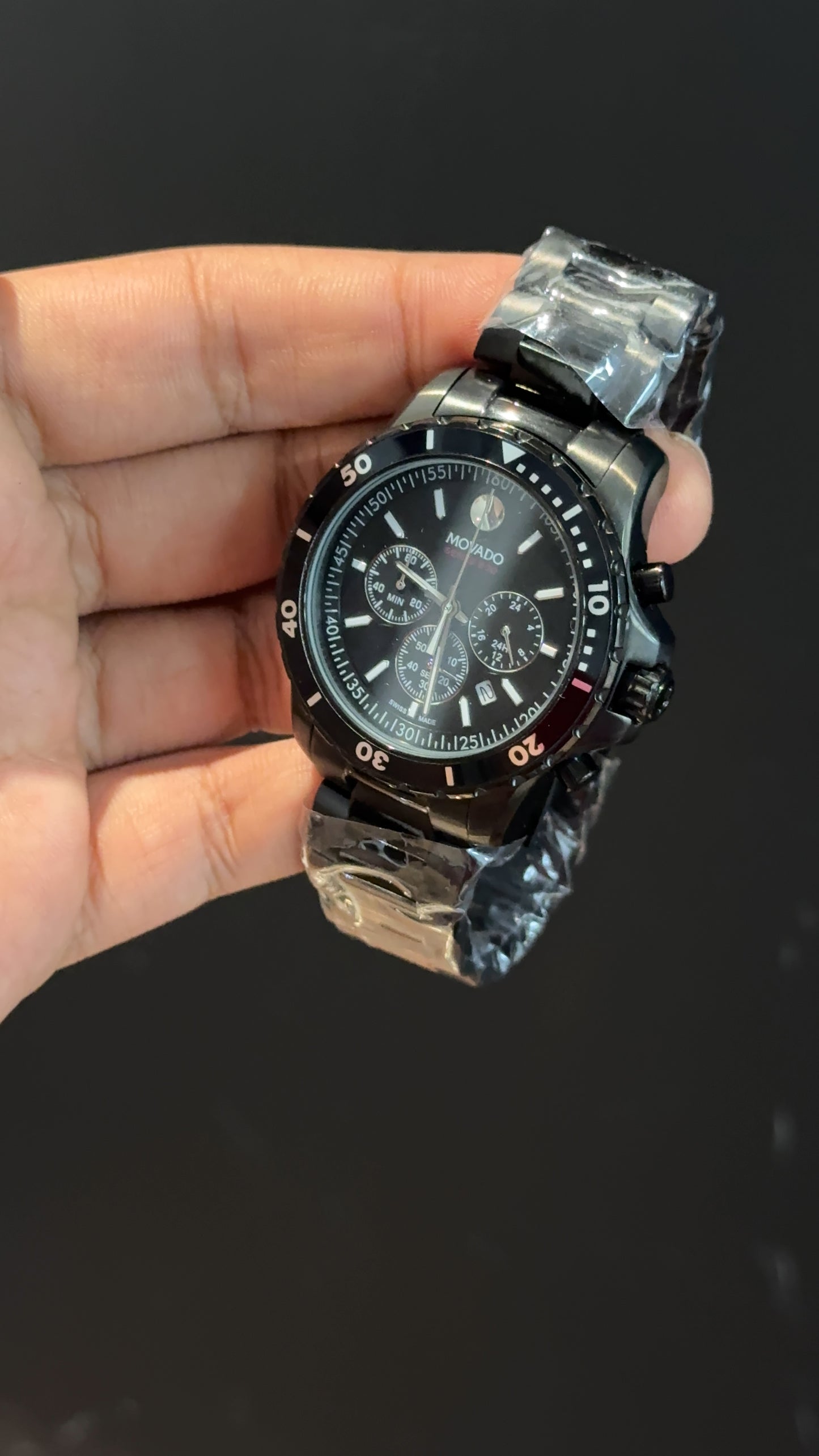 Movado | Black Chain | Black Bezel | Chrono | Black Dial