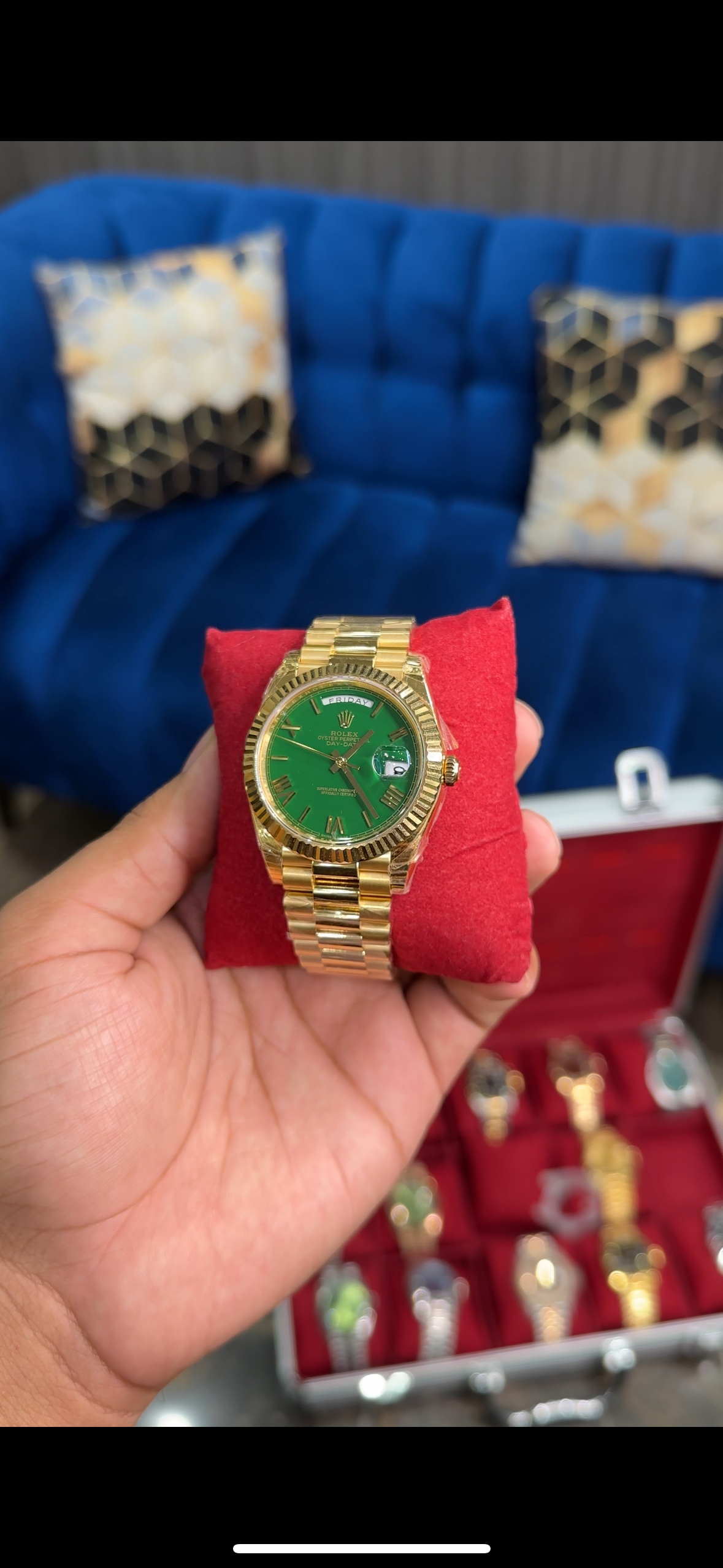 Premium Daydate | Gold Chain | Green Dial