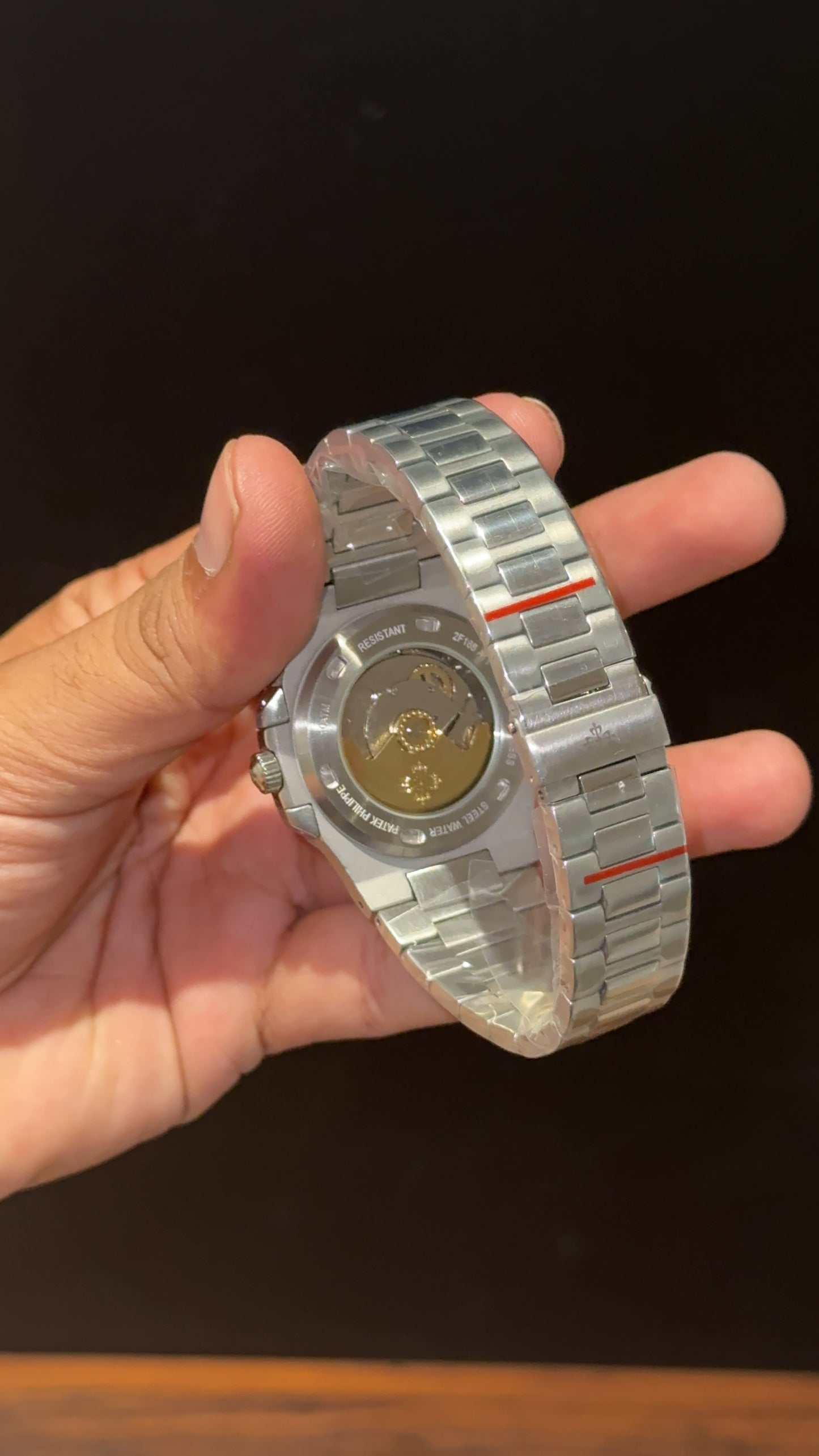 Pp Auto | Silver Chain | Silver Diamond Bezel | Black Dial