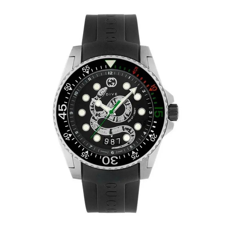 Gucci Men’s | Quartz Silicone Strap Black Dial 45mm YA136217