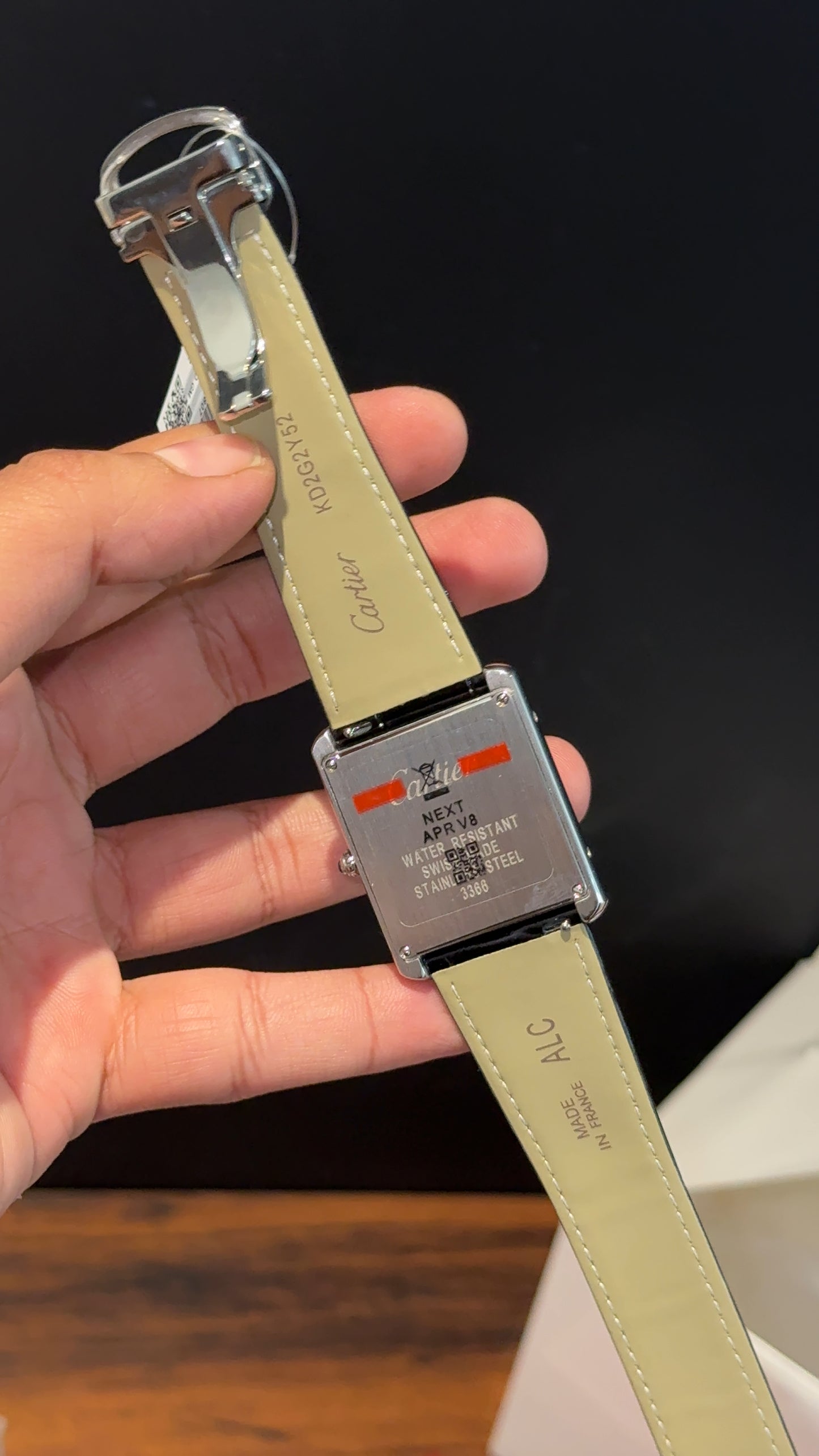 Cartier Tank | Silver | Black Leather Strap | White Dial