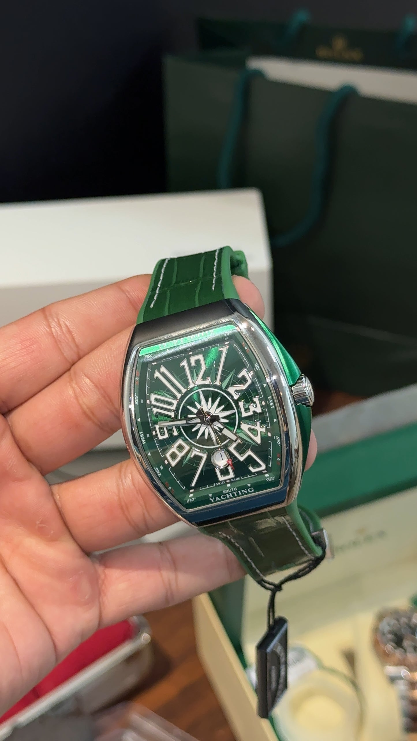Premium Franck Muller | Leather | Silicone Strap | Green Dial
