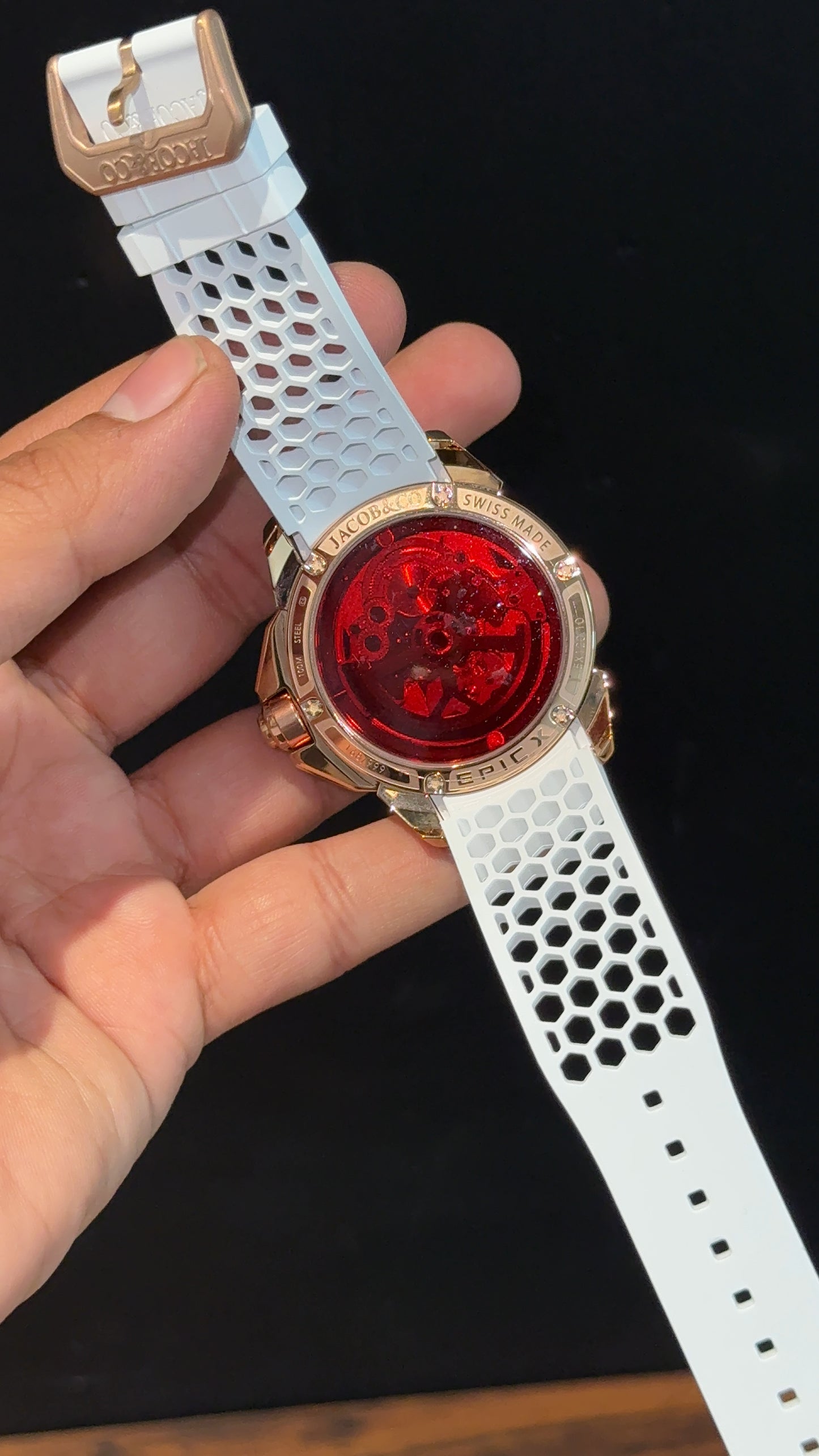 Jacob And Co | Rose Case | CR7 Edition | White Strap | Pendulum | Rose Machine Dial