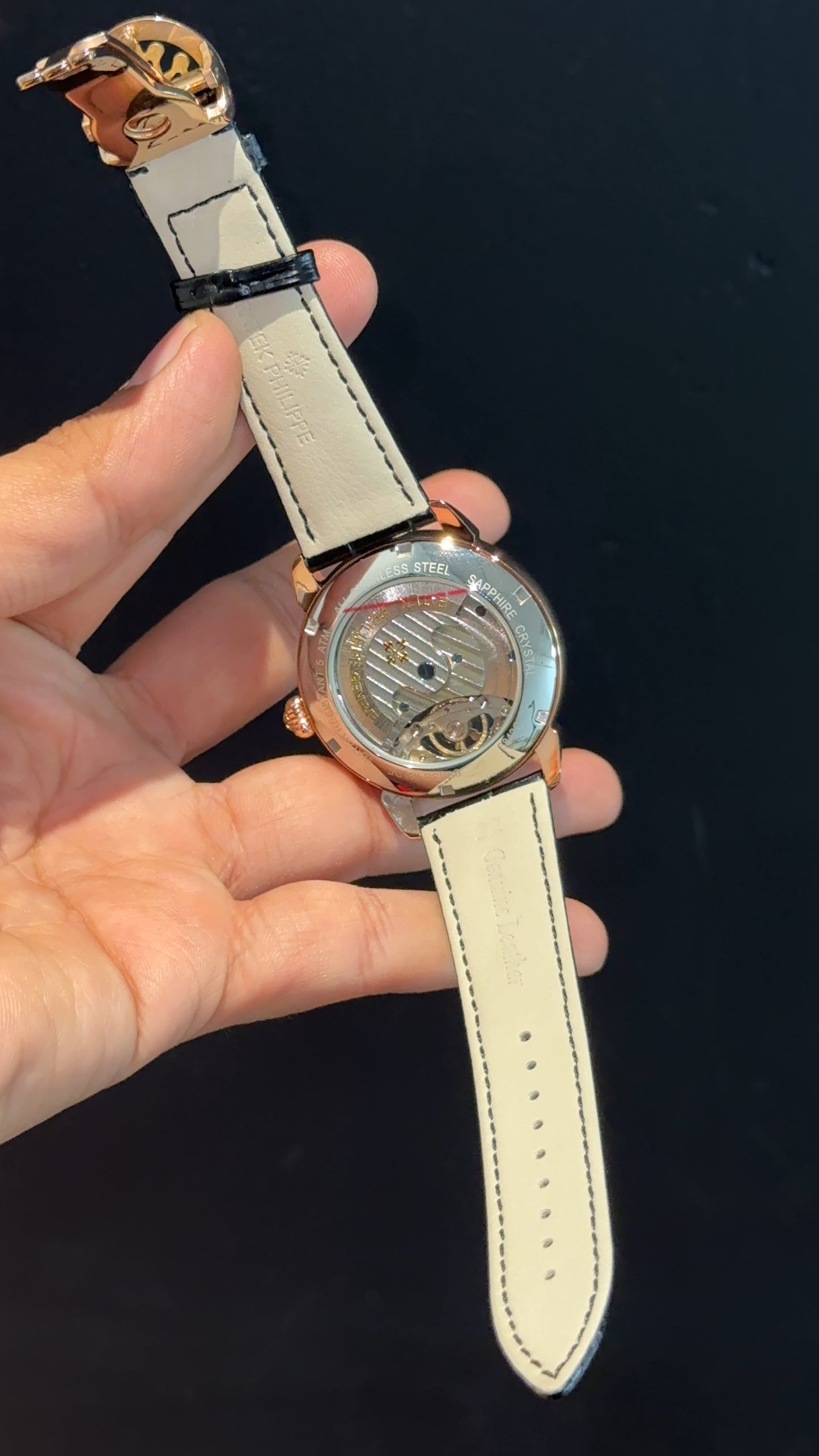 Pp Auto | Pendulum | Rose | Black Strap | Shaddy Sky Blue Dial