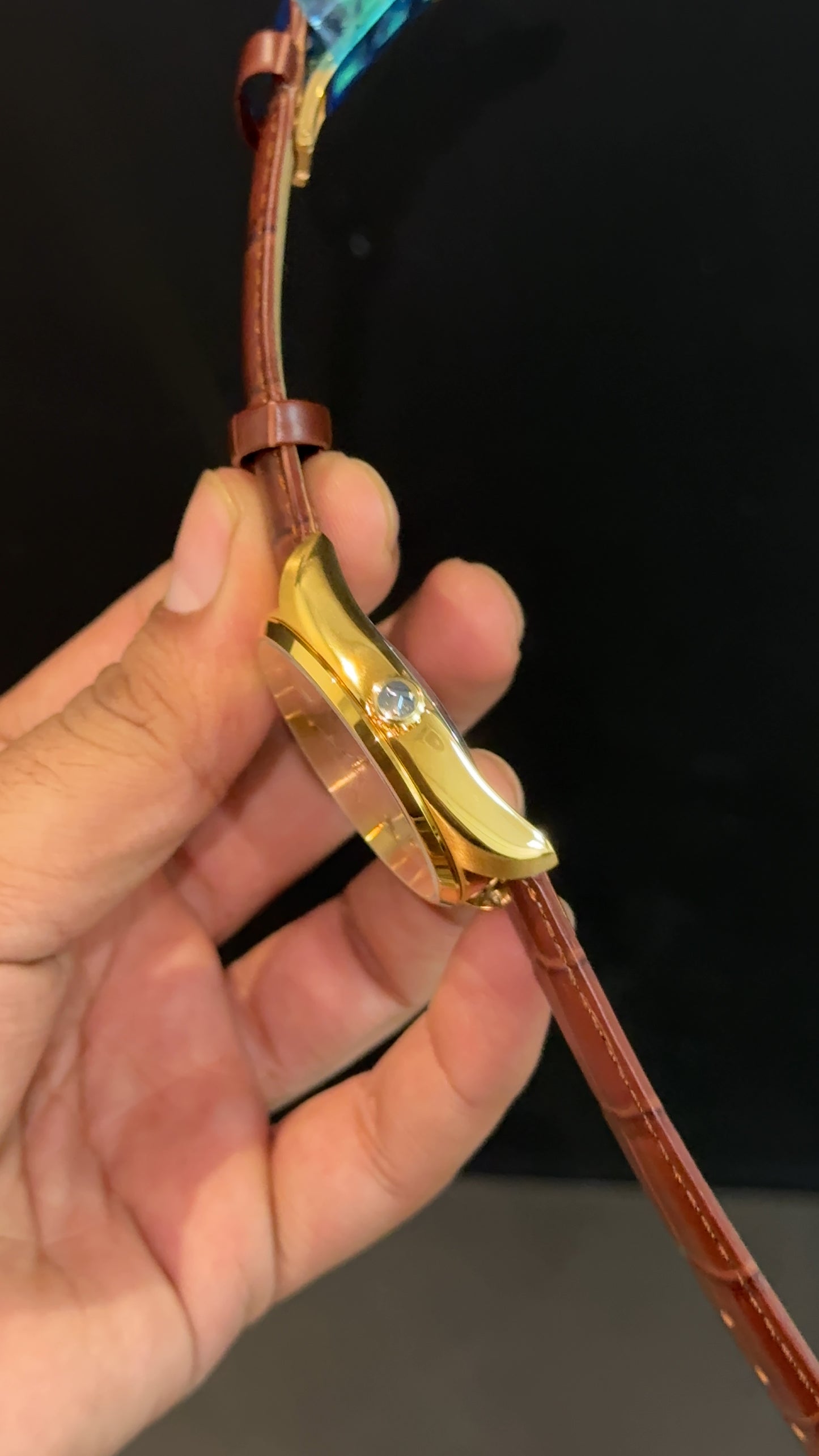 Tissot Gold | Brown Leather Strap | White Gold Plain Dial