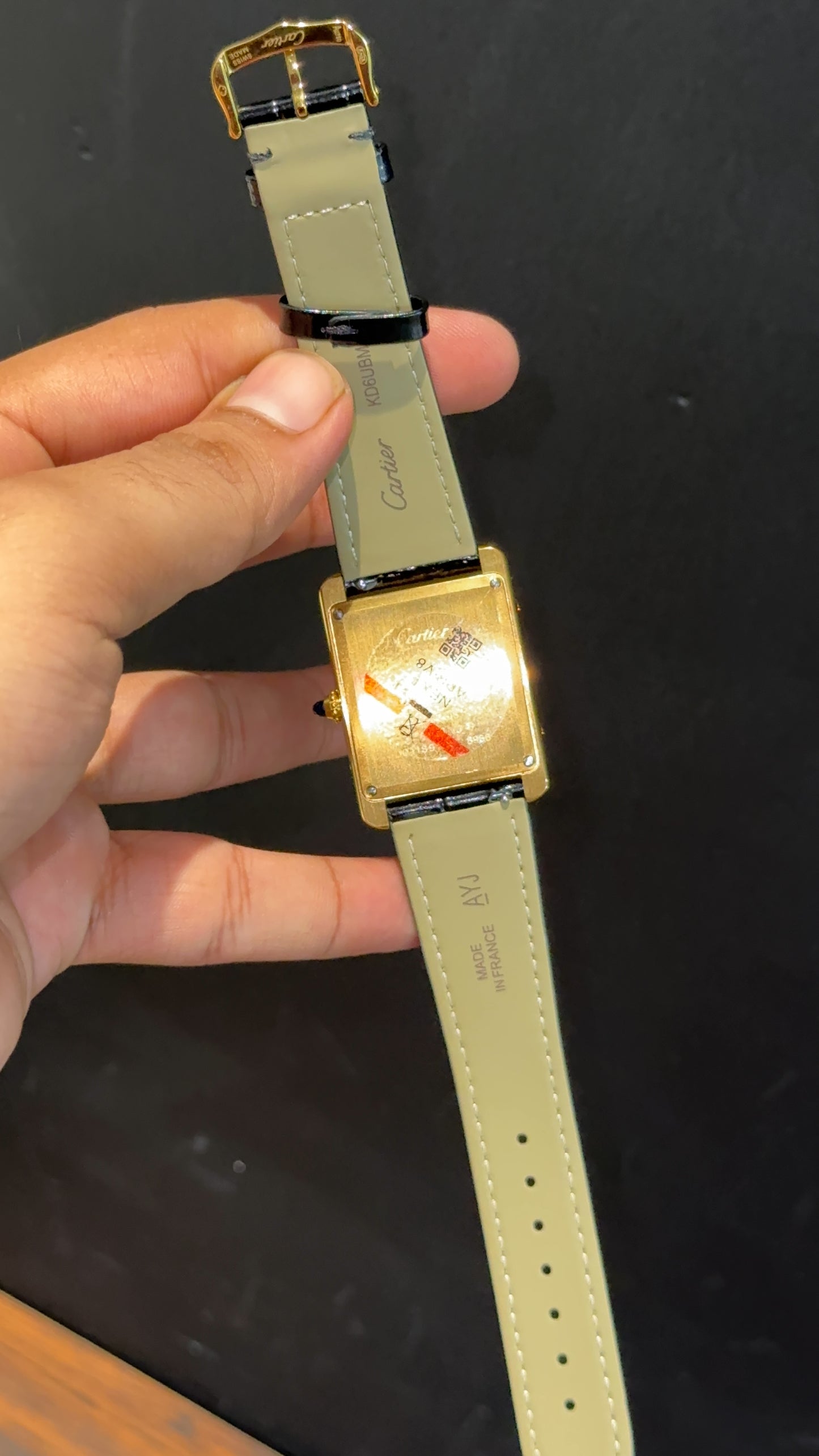 Cartier Tank | Gold | Black Leather Strap | Black Crafted Dial