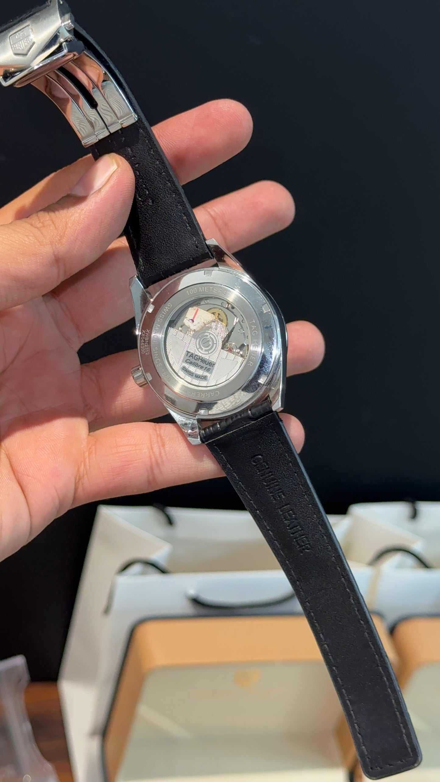 Tag Carrera | Back Leather Strap | Black Dial