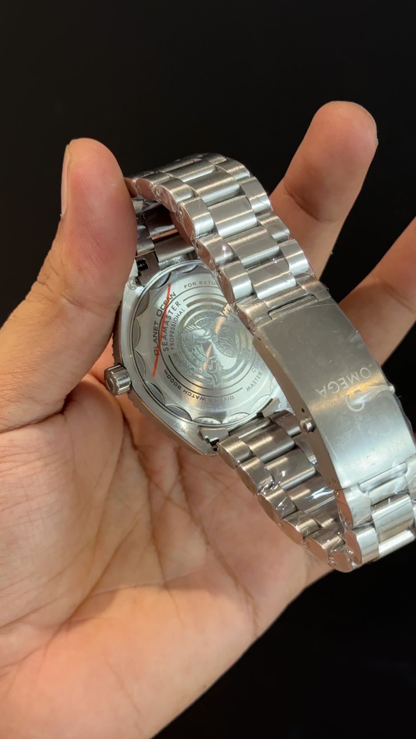 Omega Seamaster | Silver Chain | Orange Bezel | Gradient Grey Dial