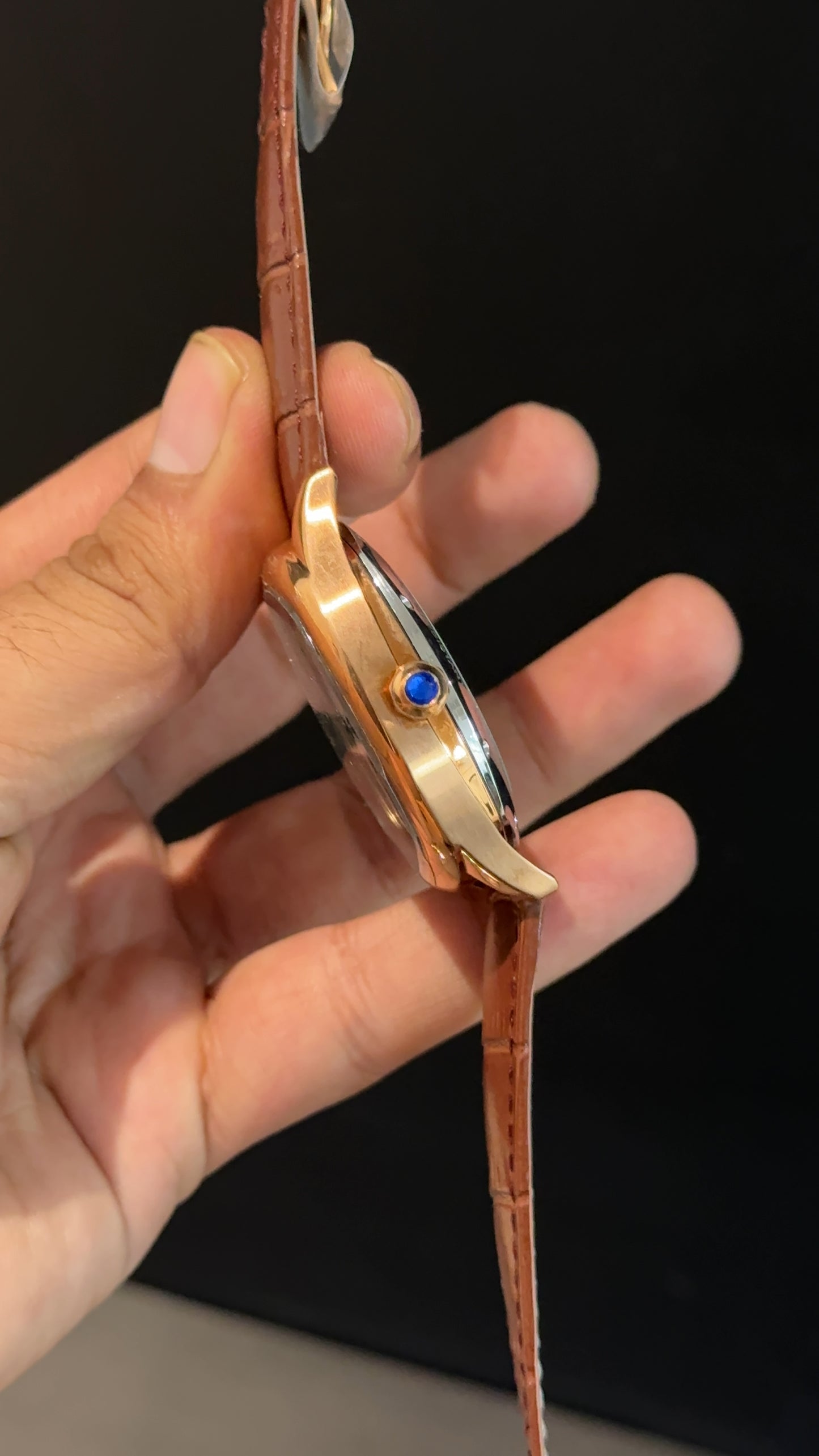 Cartier | Rose Square Bezel | Pendulum | Brown Strap | White Index Dial