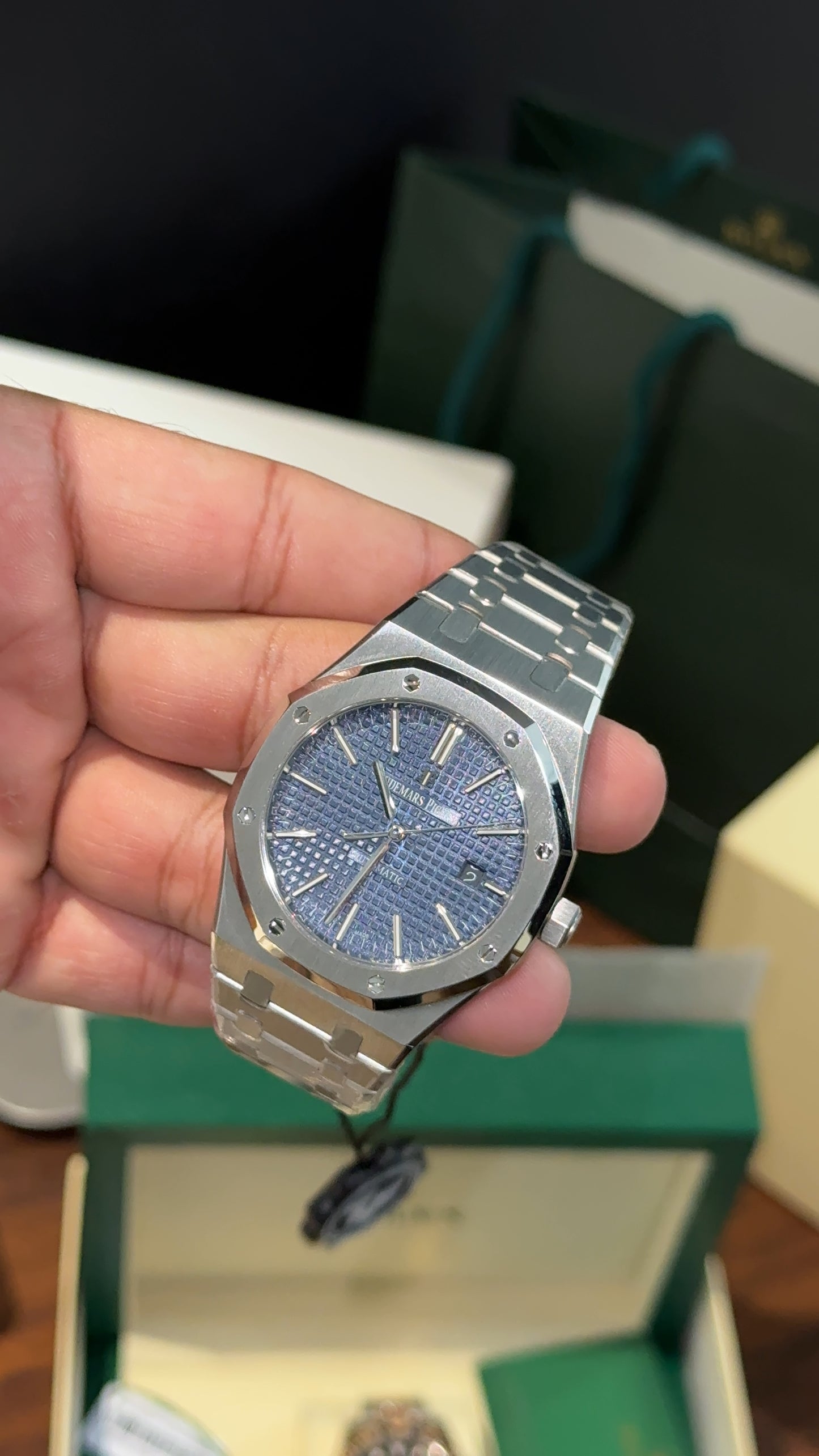 Premium AP | Auto | Silver Chain | Blue Dial