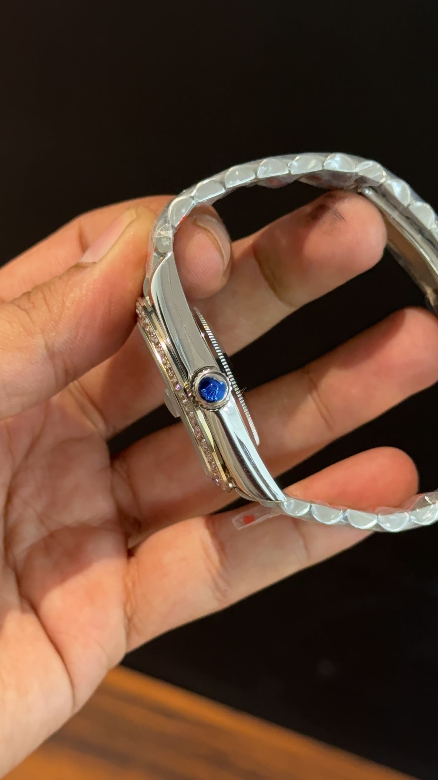 Daydate | Diamond Bezel | Silver Chain | Gradient Blue Dial