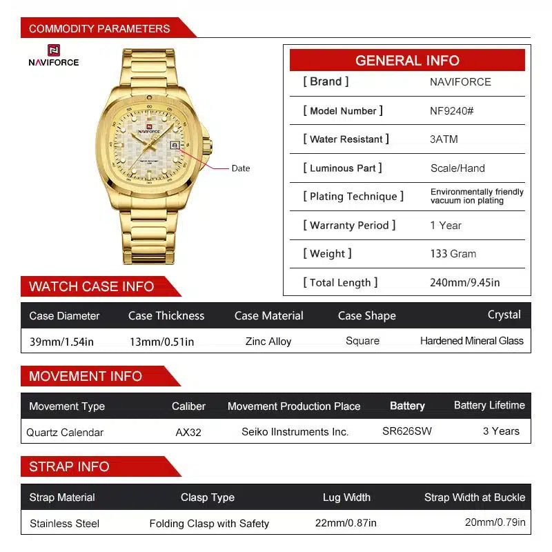 Naviforce NF-9240 Date Precision