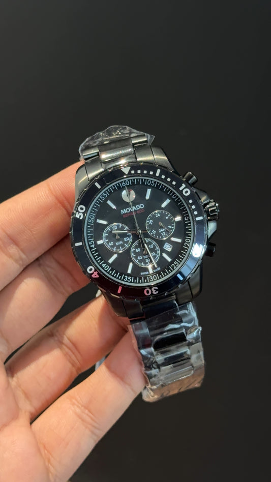 Movado | Black Chain | Black Bezel | Chrono | Black Dial