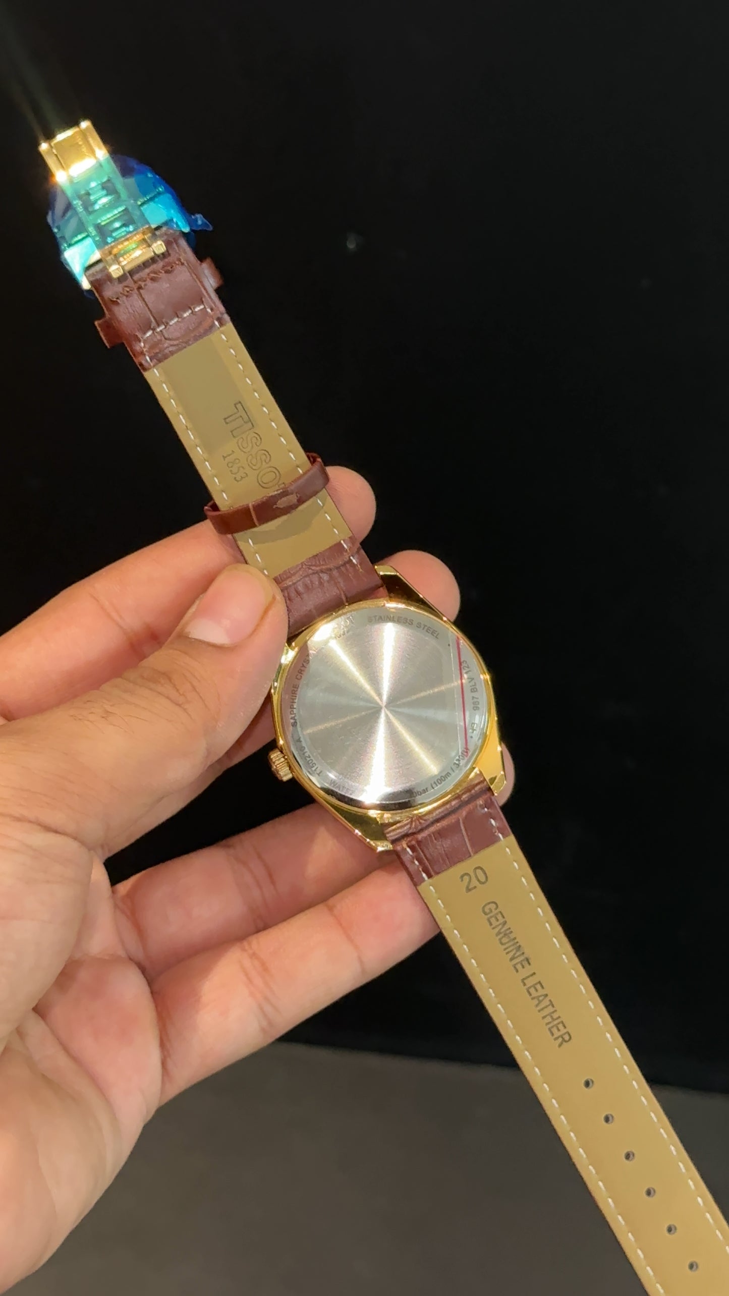 Tissot Gold | Brown Leather Strap | White Gold Plain Dial