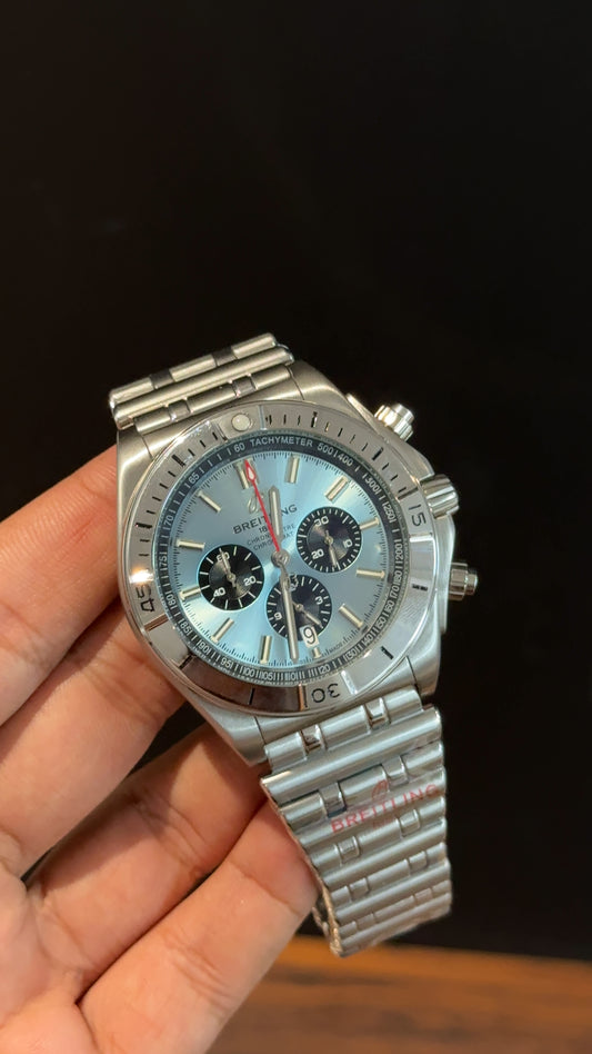 Brietling | Silver Chronomat Chain | Black Chrono | Tiffany Dial