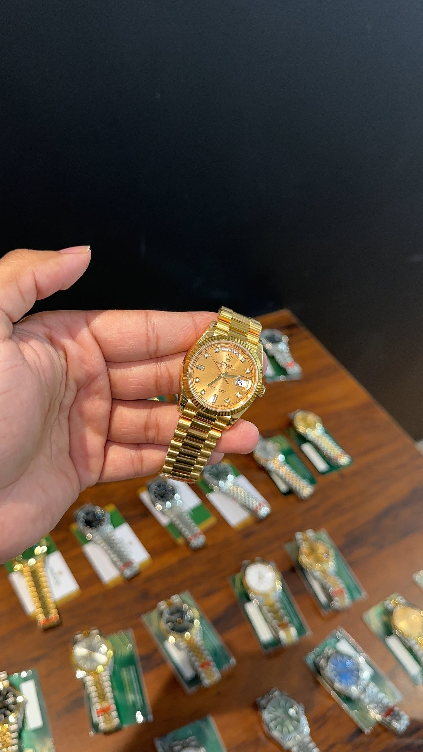 Premium Daydate | 36mm | Gold Chain | Gold Diamond Dial