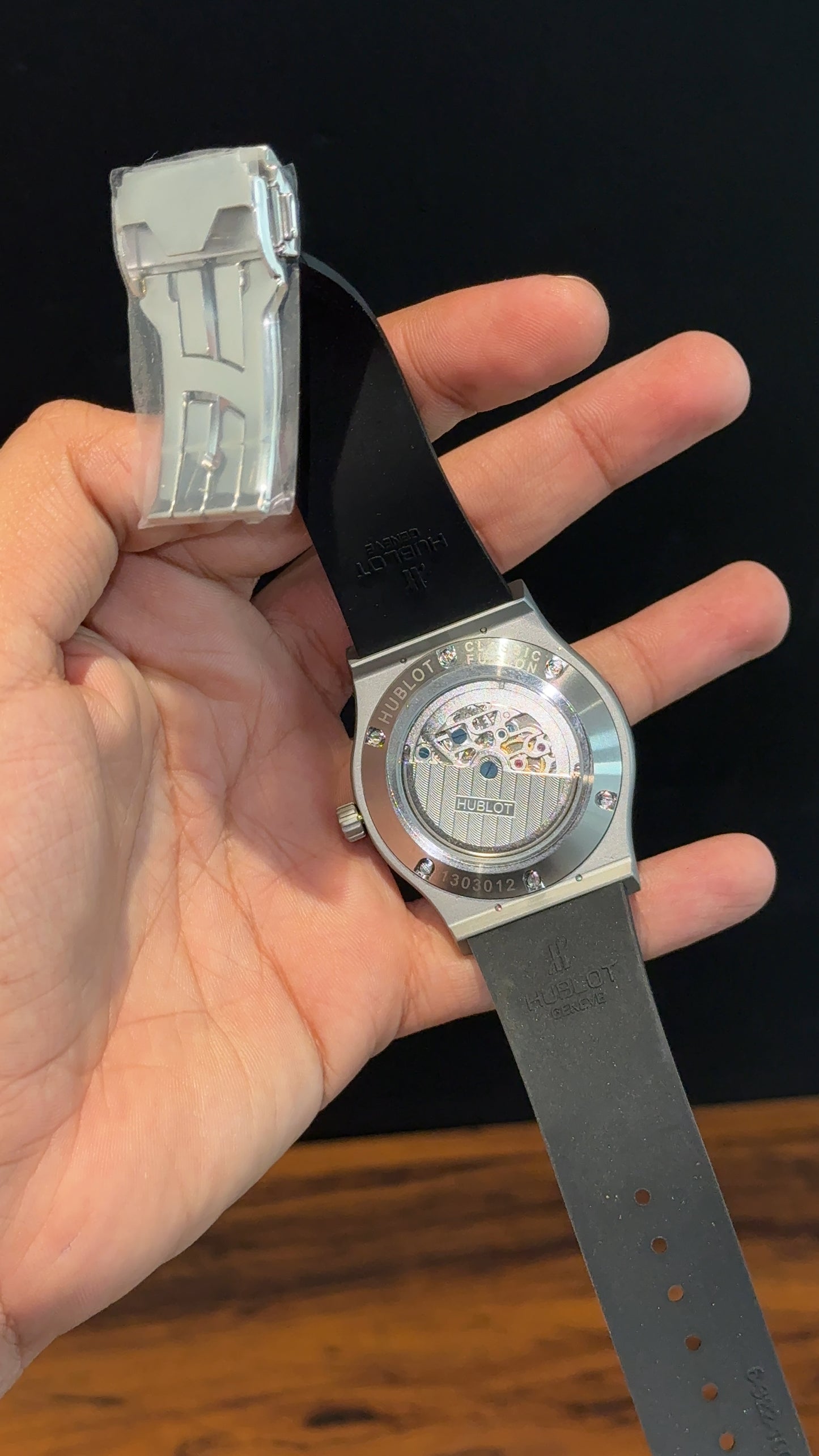 Hublot Auto | Silver Case | Pendulum | Black Strap | Black Dial