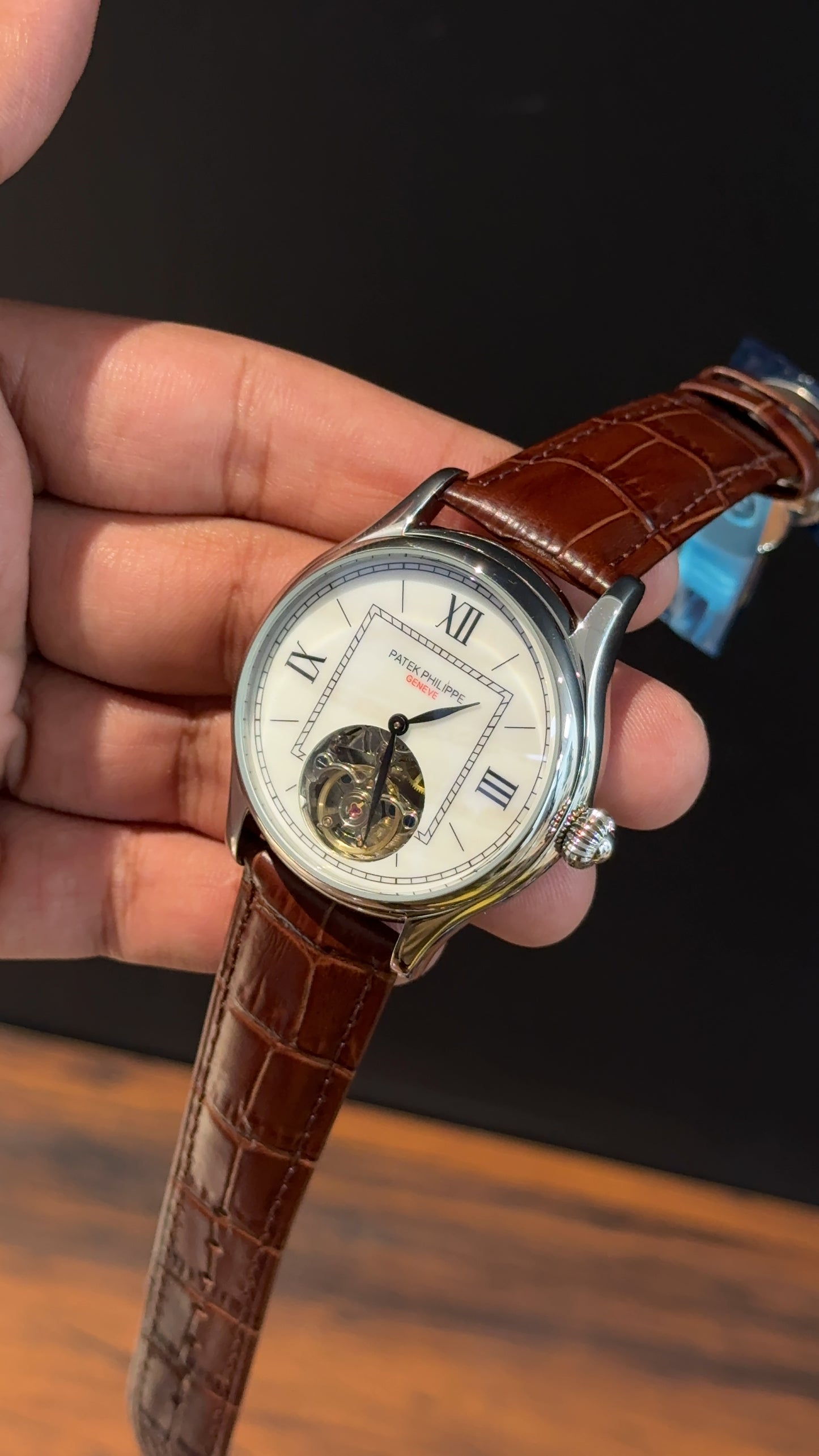 Pp Auto | Pendulum | Brown leather strap | White Dial